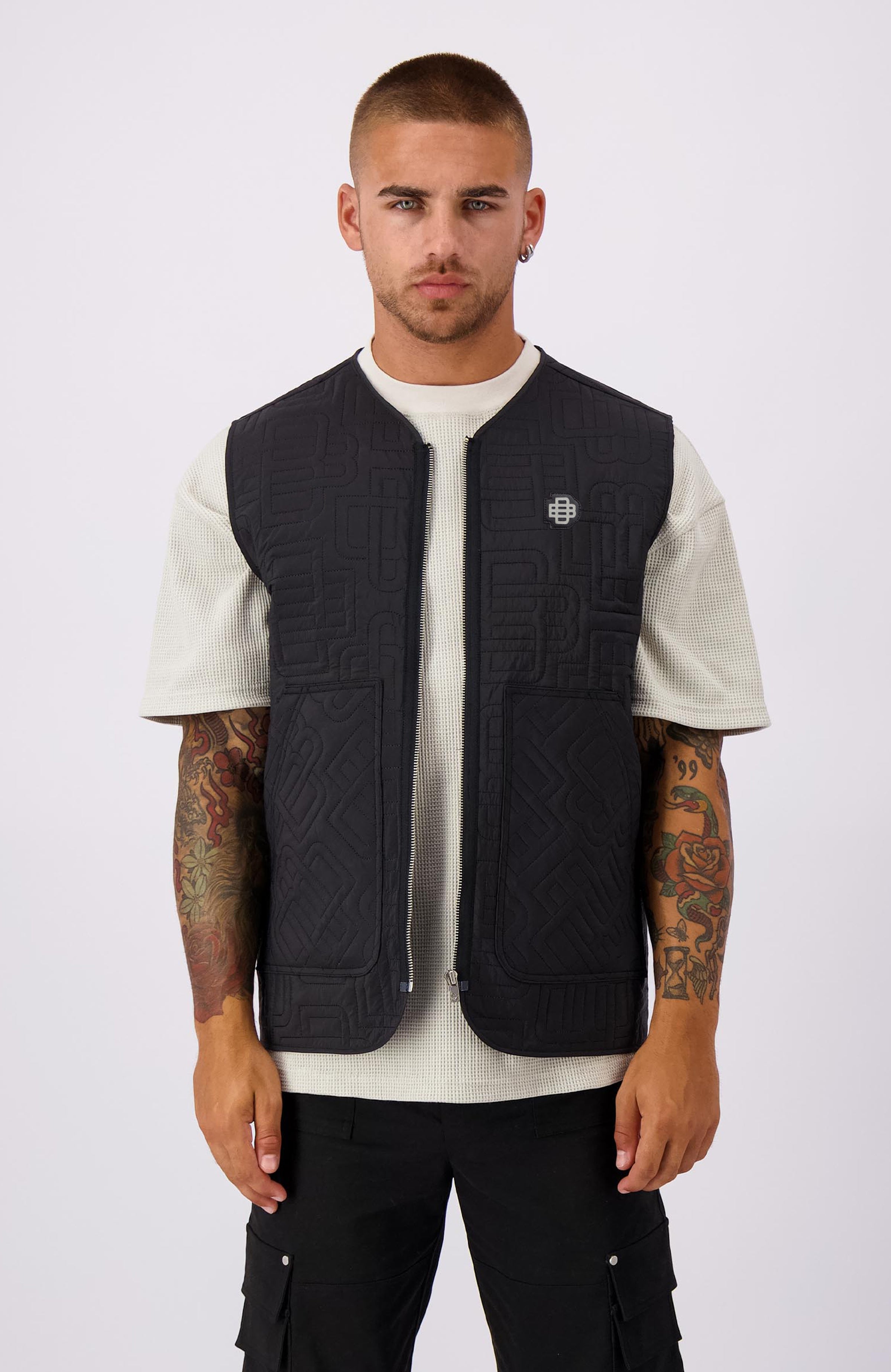 MONOGRAM QUILTED VEST | Black