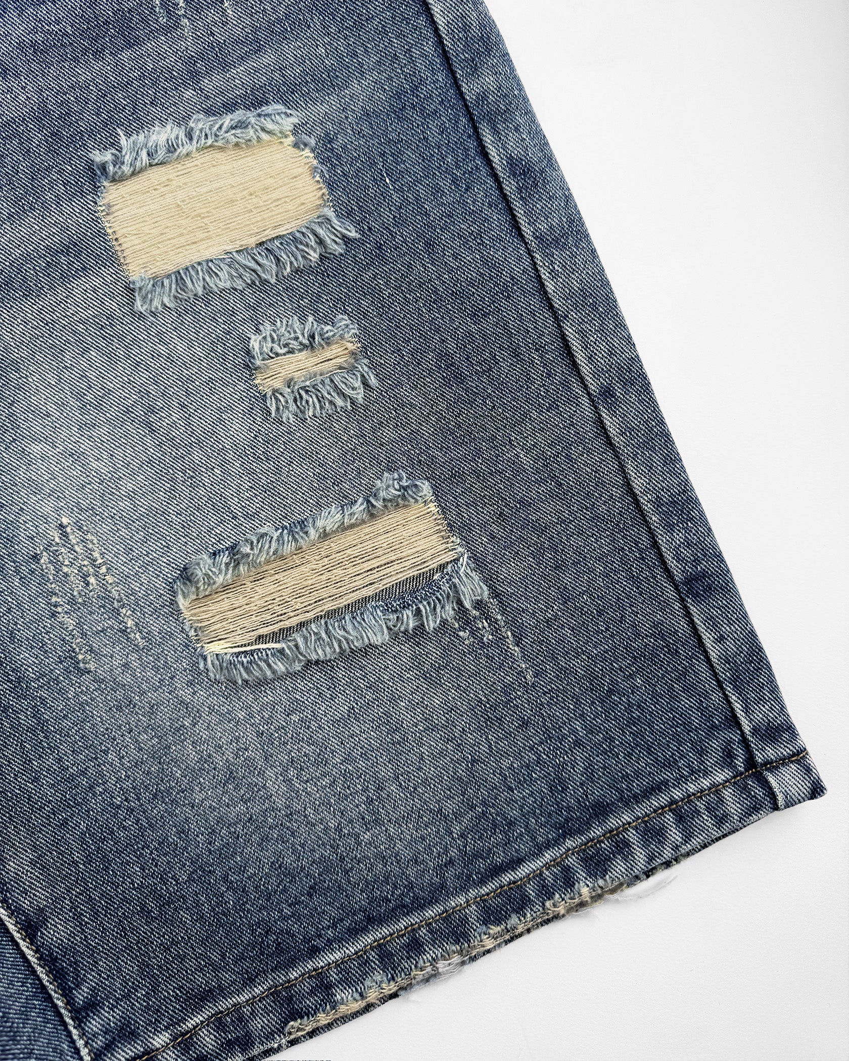 DISTRESSED DENIM SHORTS | Blue