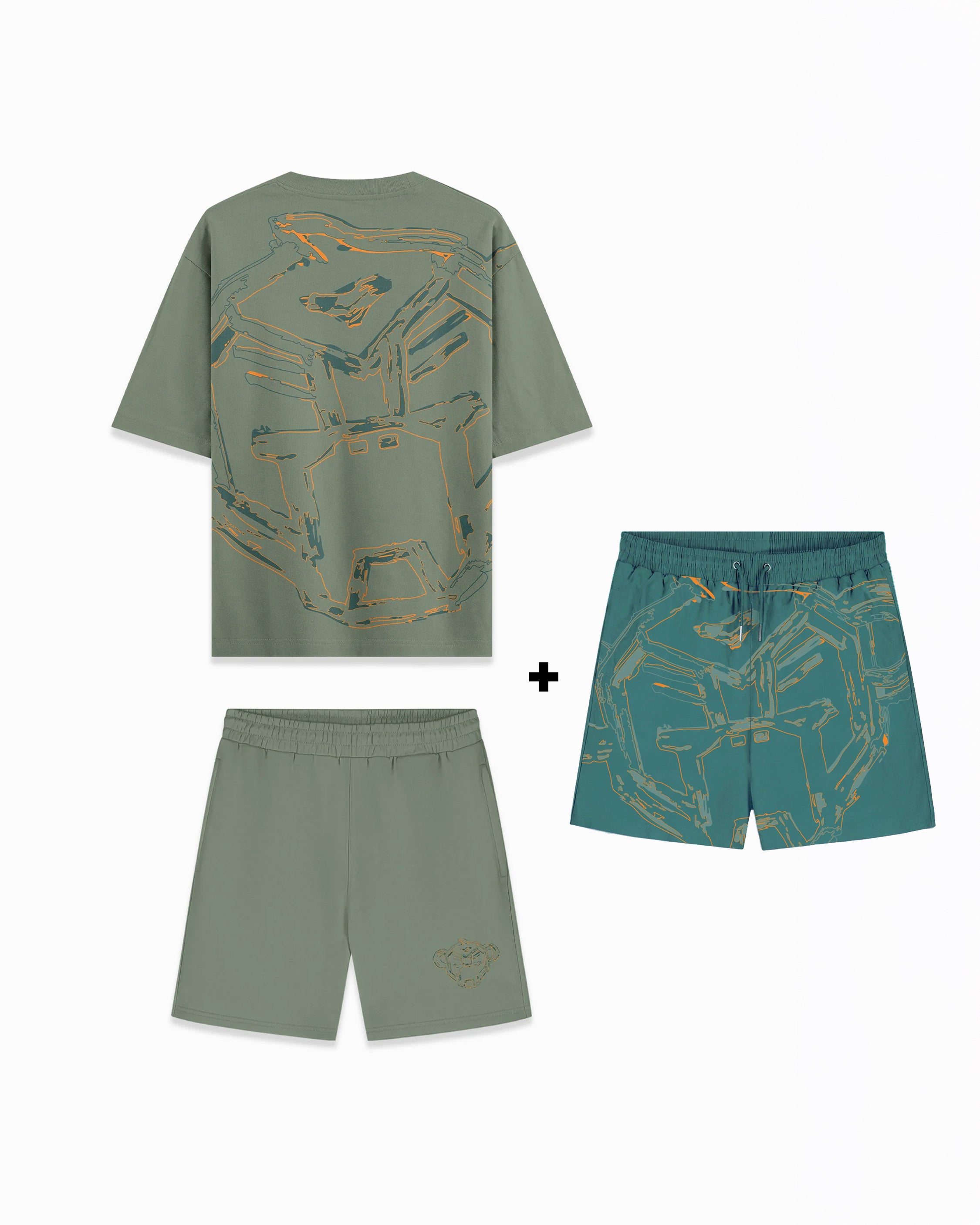 PAQUETE GIGANTE DE CONJUNTO DE CAMISETA Y PANTALÓN DE BAÑO | VERDE