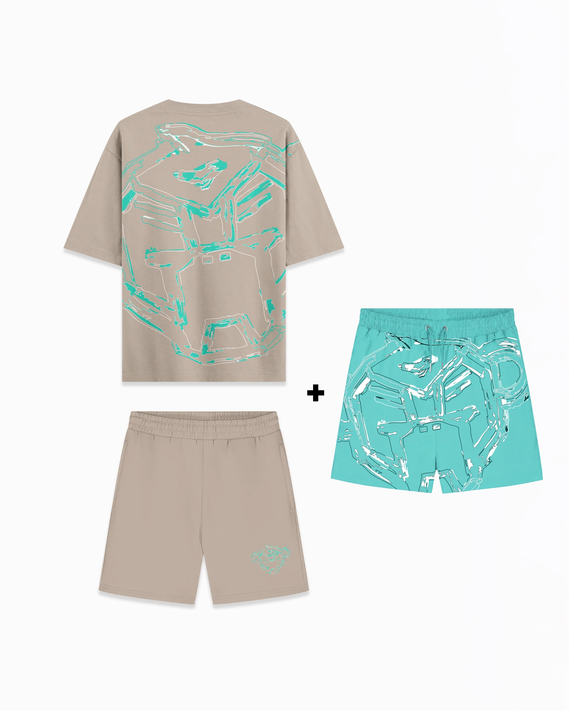 PAQUETE GIGANTE DE CONJUNTO DE CAMISETA Y PANTALÓN DE BAÑO | AZUL