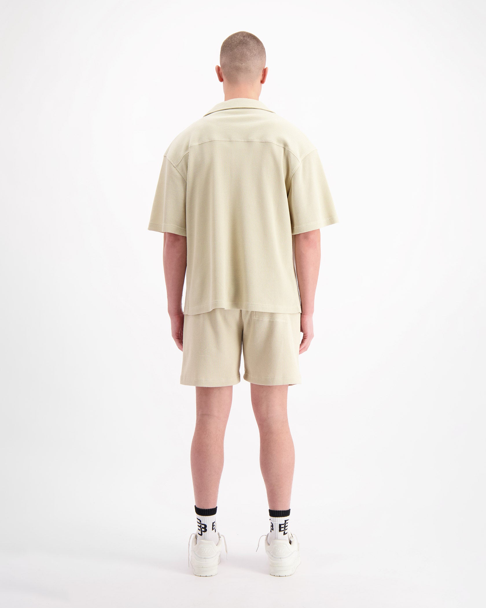 MONOGRAM WAFFLE SHIRT SET | Beige