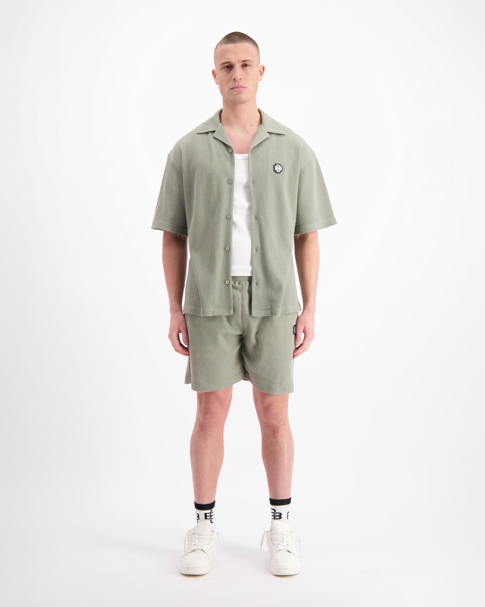 MONOGRAM WAFFLE SHIRT SET | Green