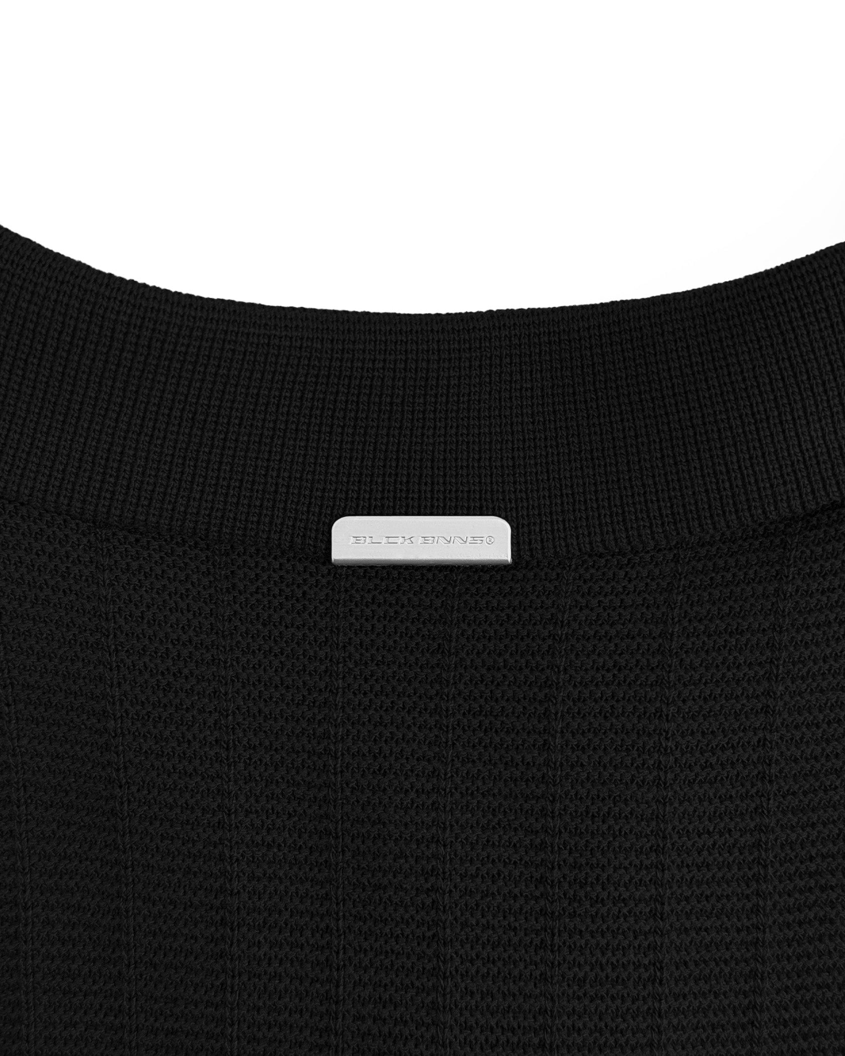 RIBBED KNIT POLO | Black