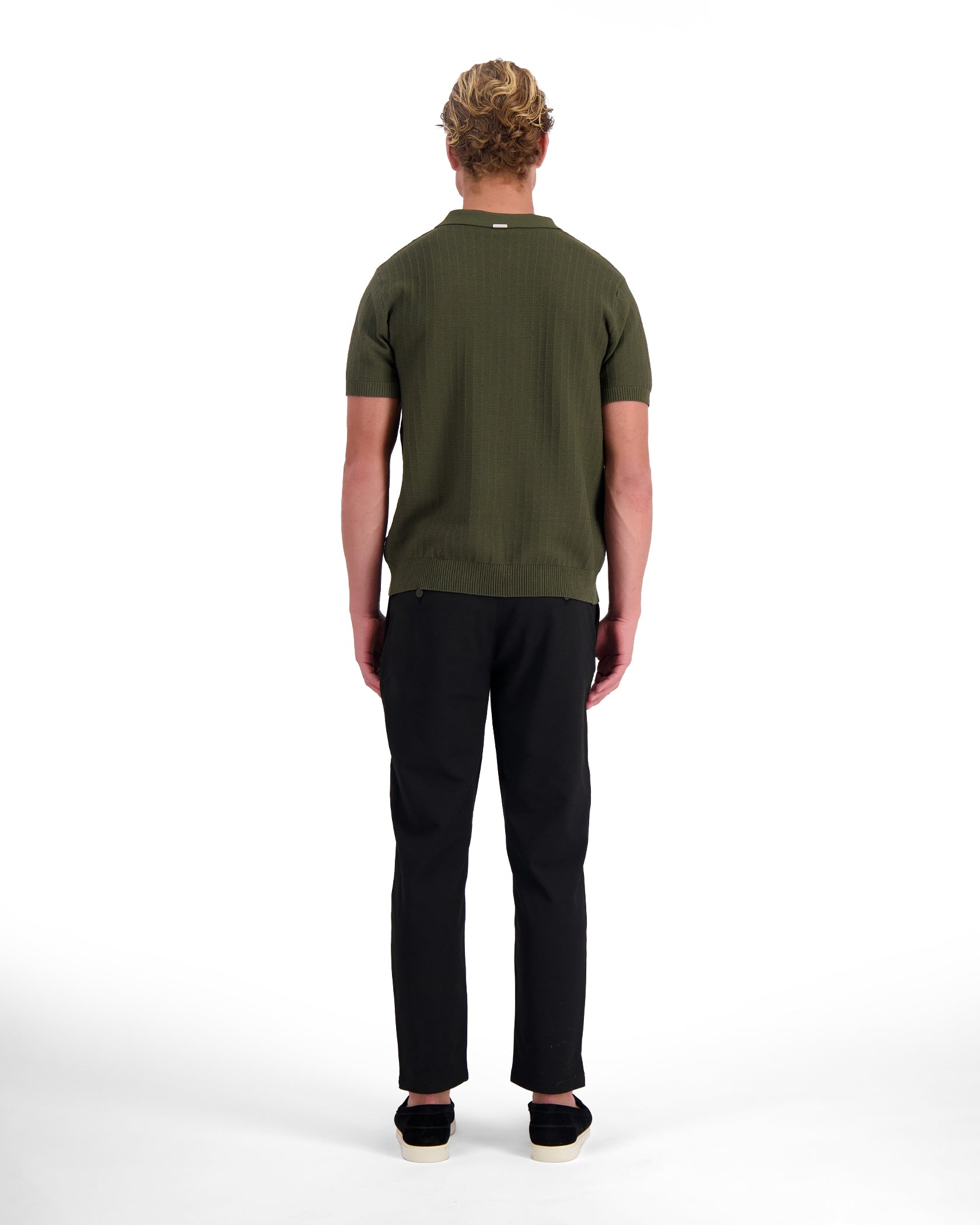 RIBBED KNIT POLO | Green