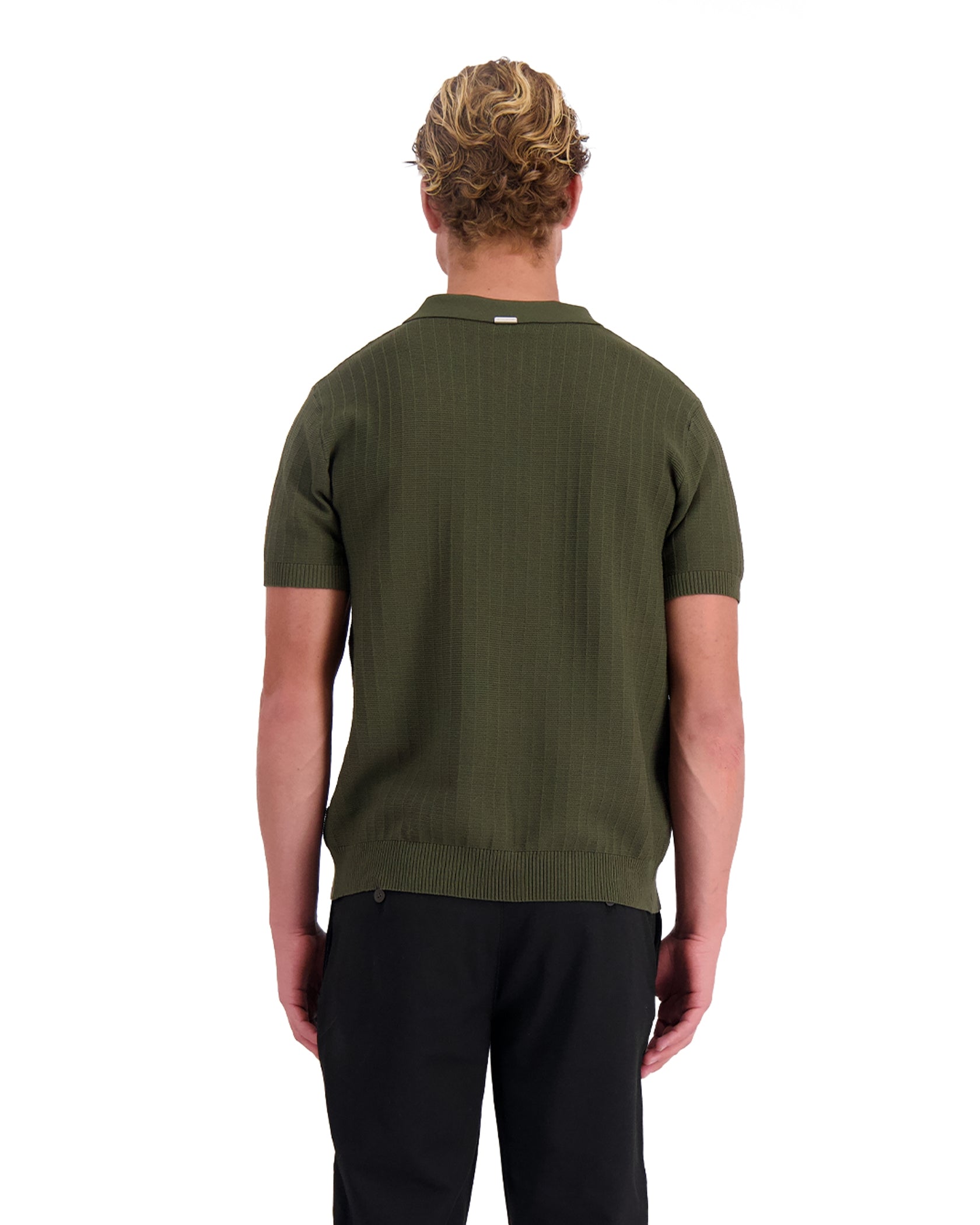 RIBBED KNIT POLO | Green