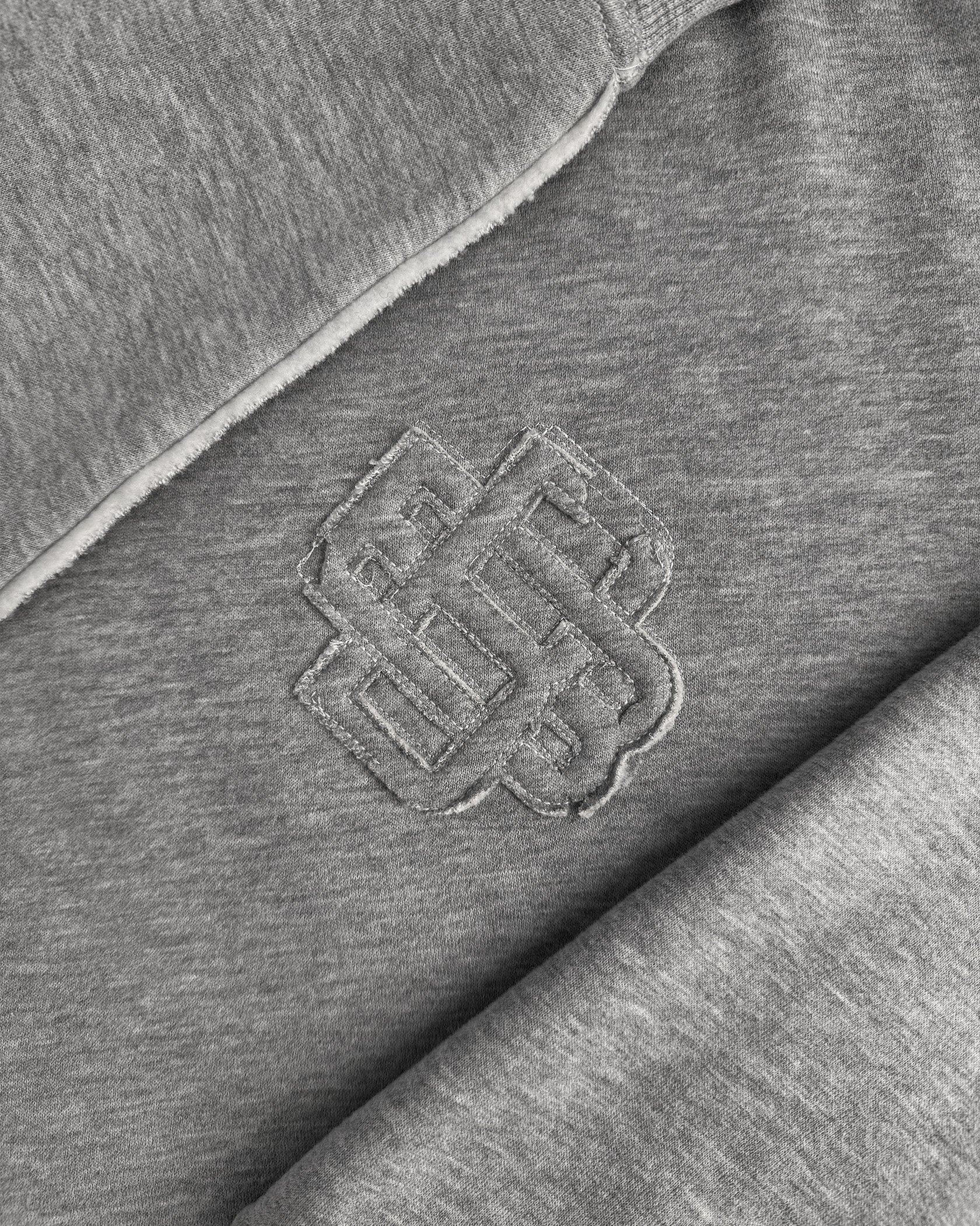 RIPPED MONOGRAM HOODIE | Grey