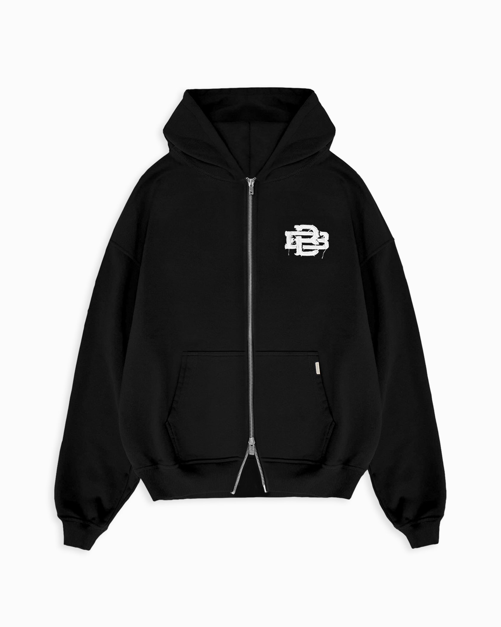 RIPPED ZIP HOODIE | Black