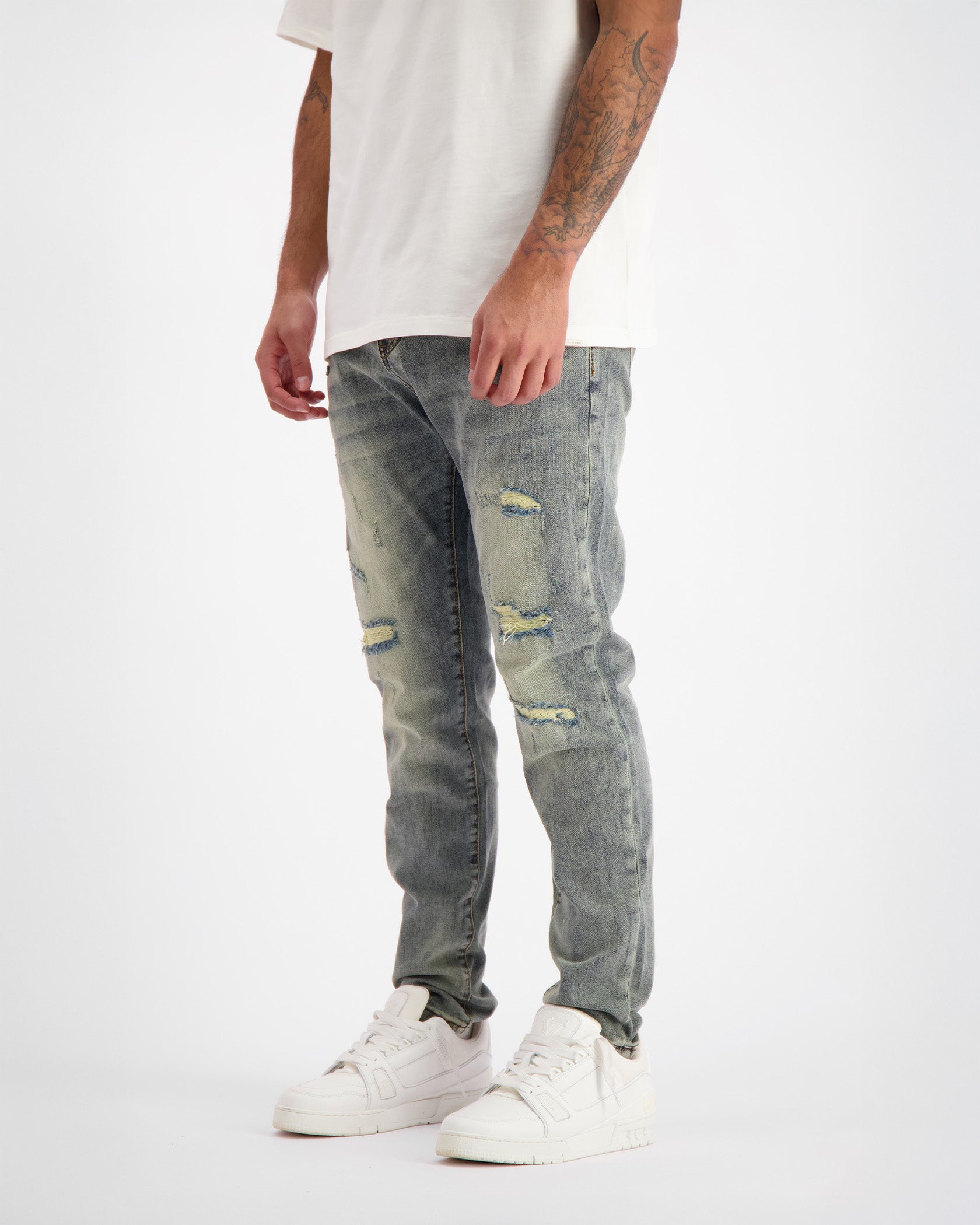 SLIM REPAIRED DENIM | Blue
