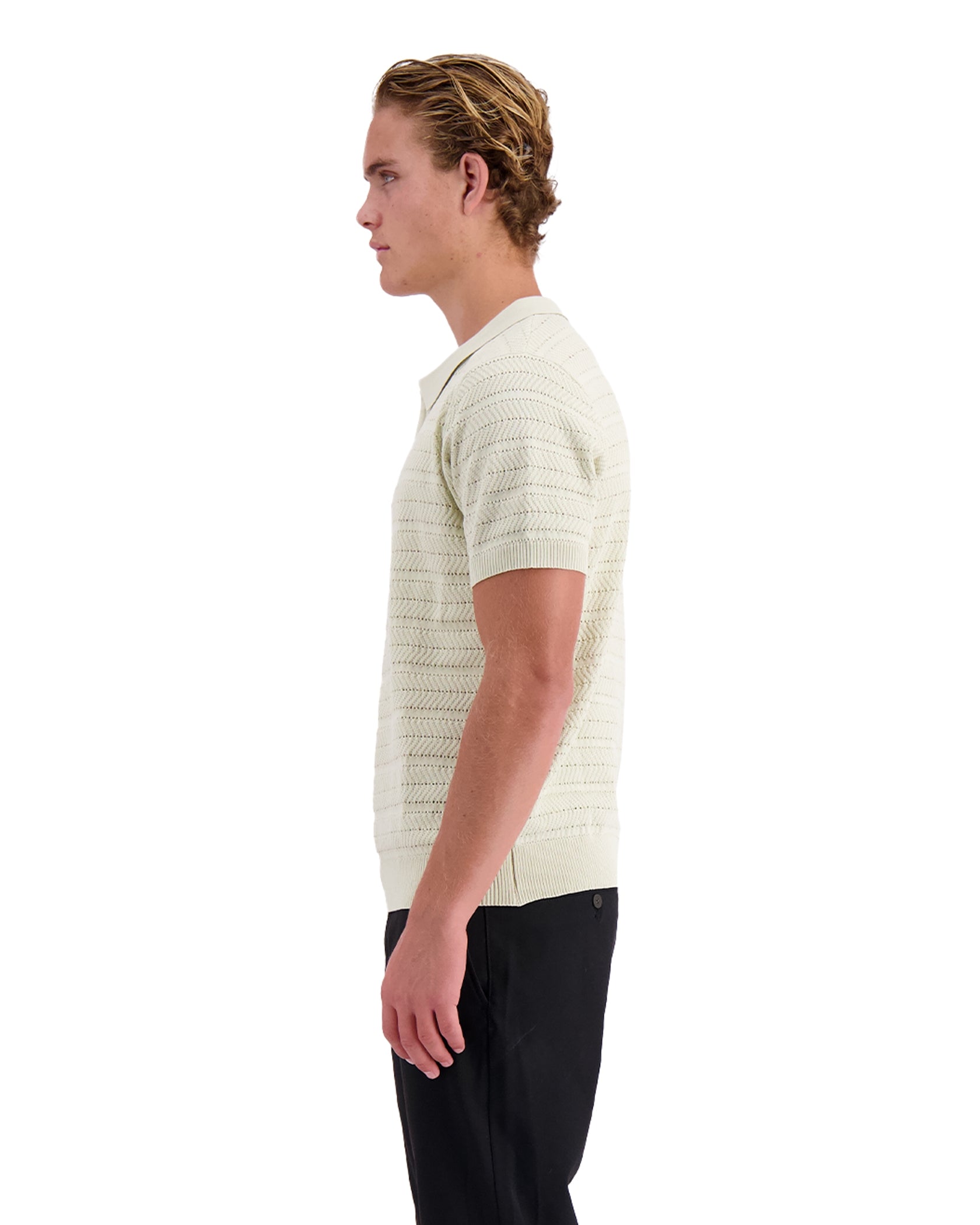 TEXTURED ZIP POLO | Grey