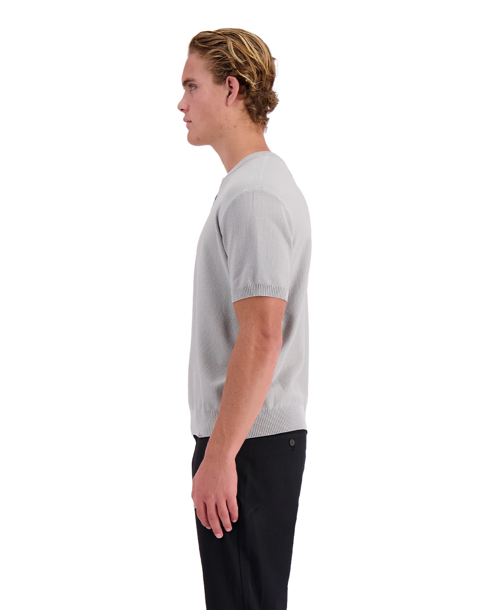 WAFLE KNIT HENLEY | Grey