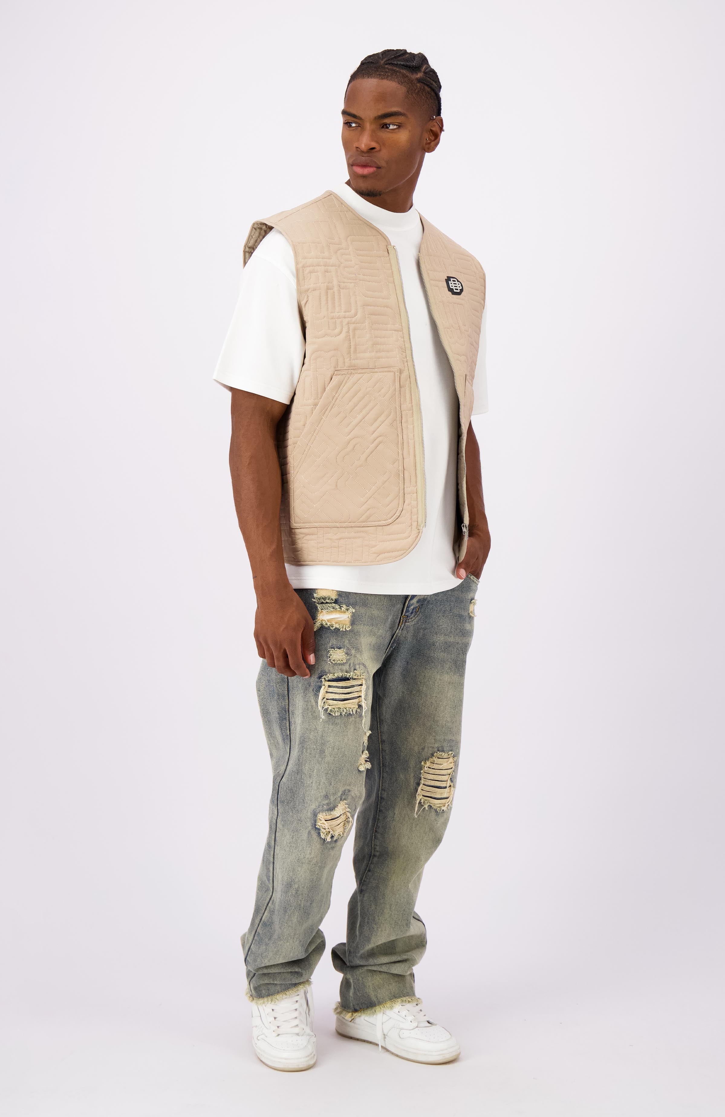MONOGRAM QUILTED VEST | Brown