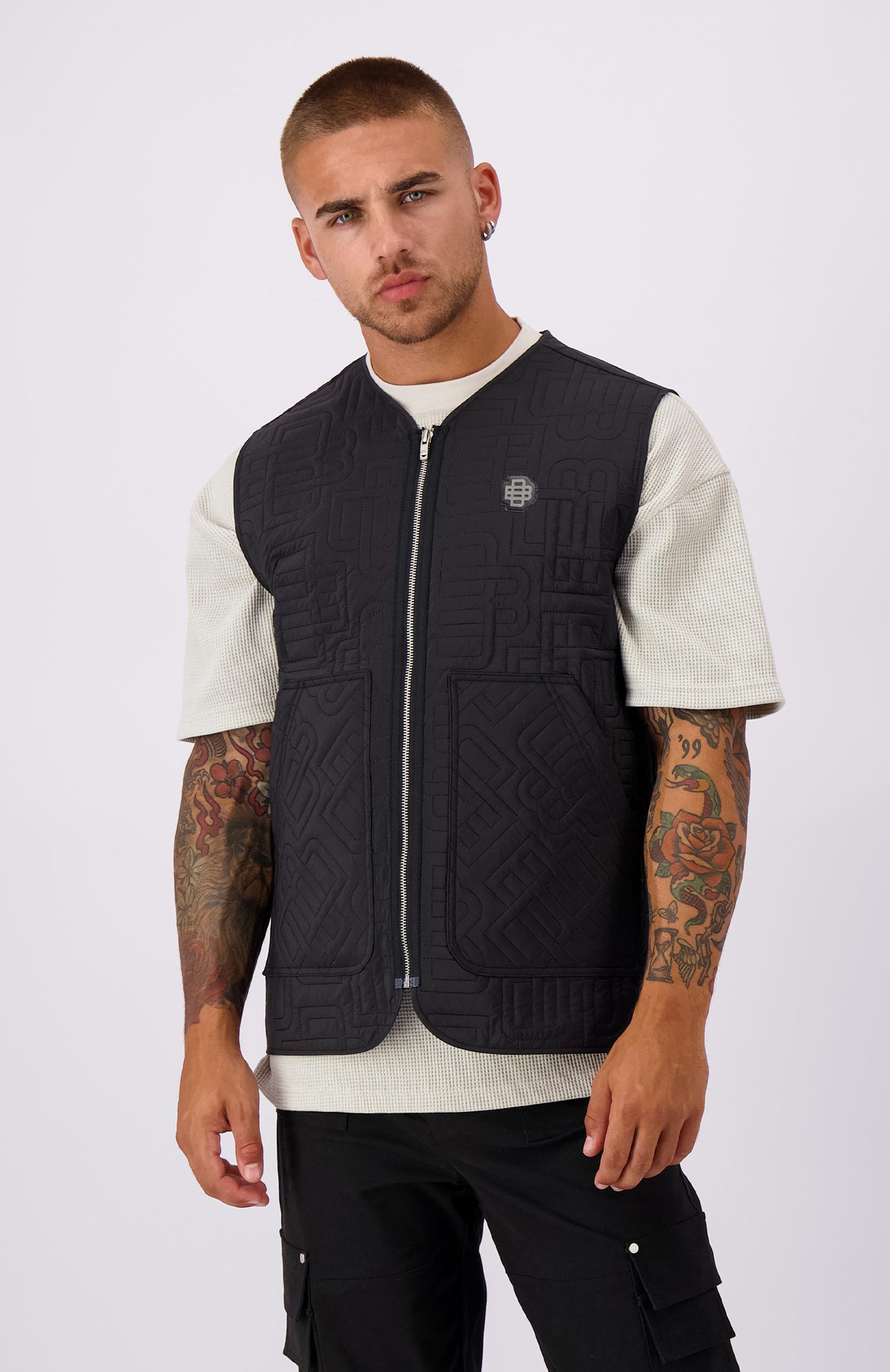 MONOGRAM QUILTED VEST | Black