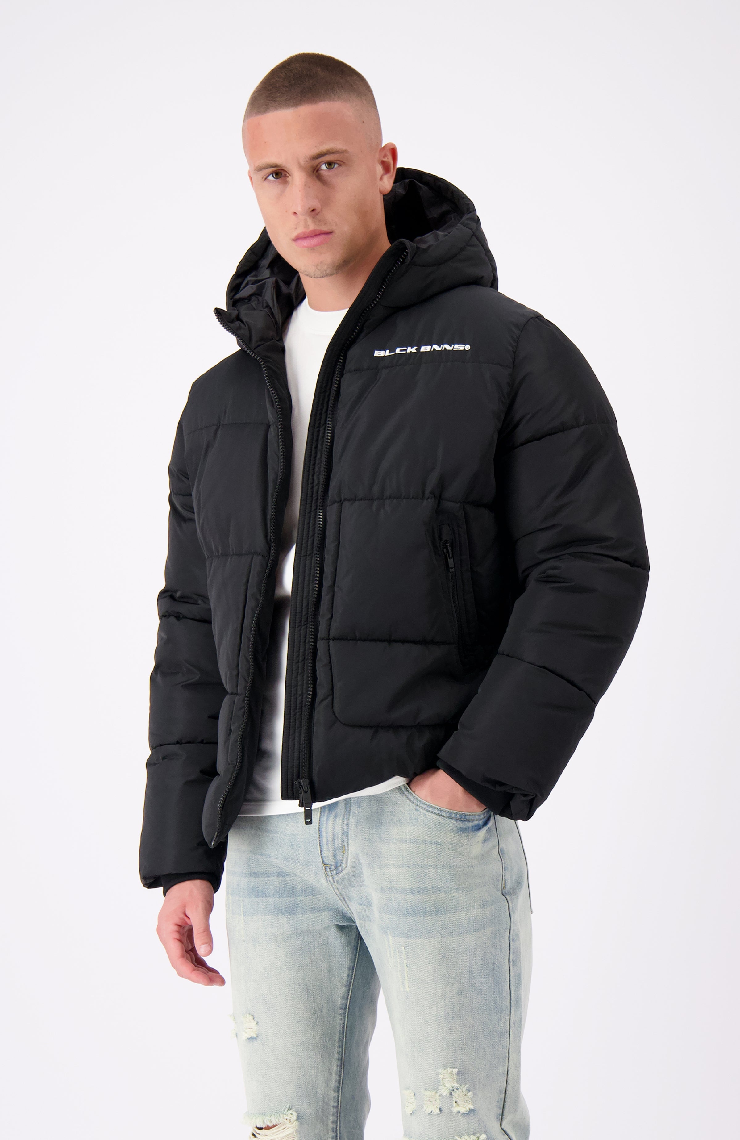 BLOCK PUFFER JACKET | Black