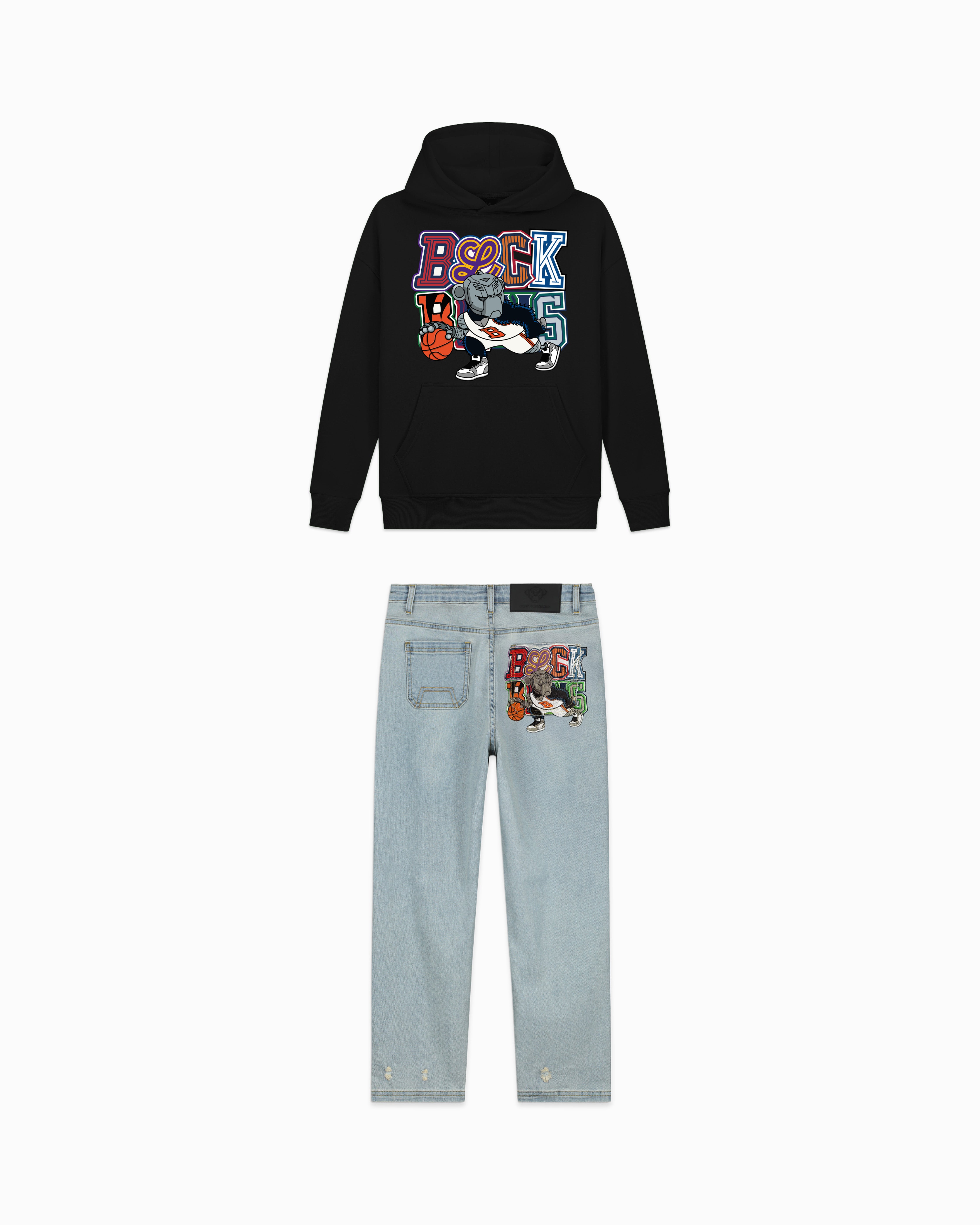 DRIBBLE HOODIE SET | BLACK