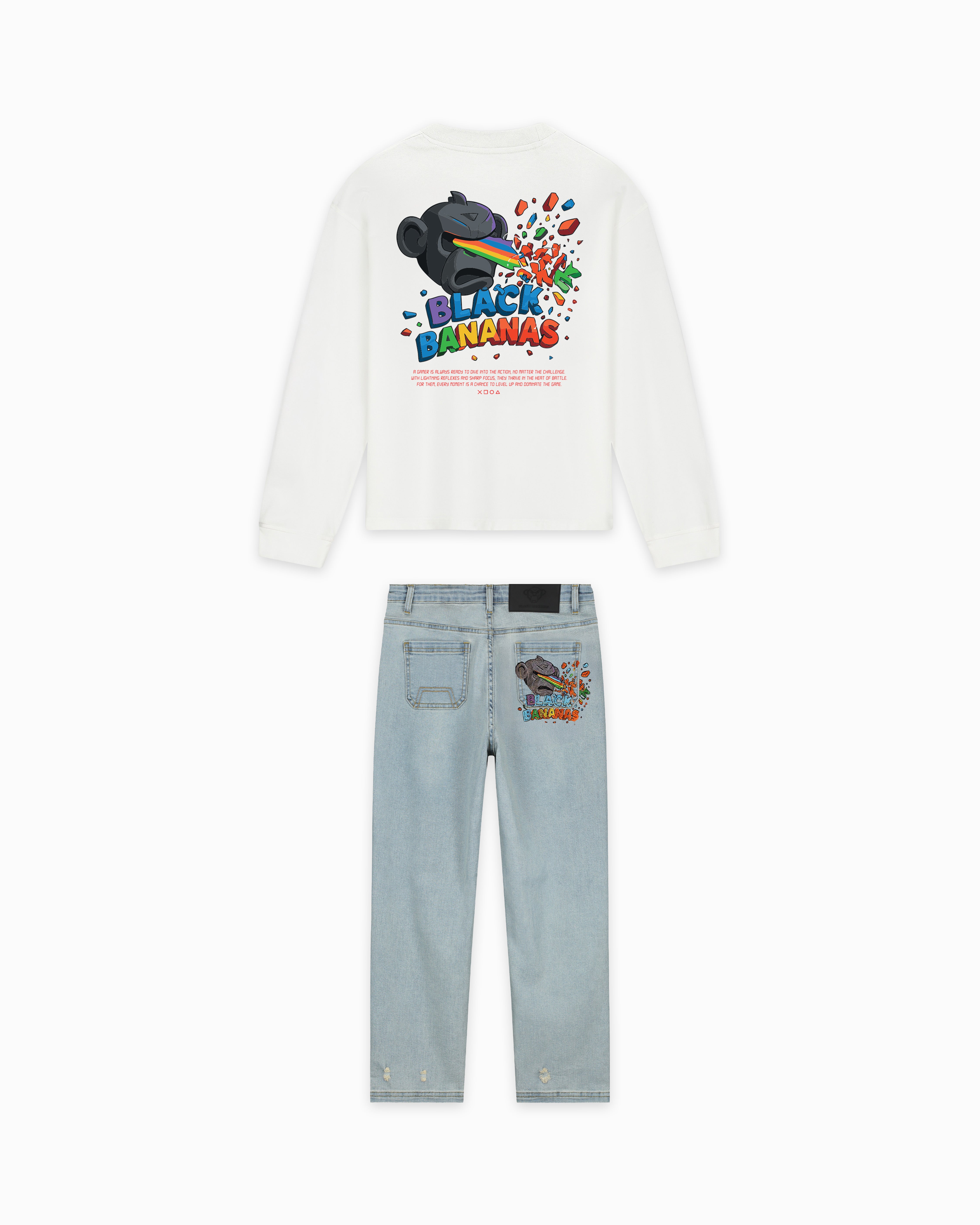 KIDS LASER LONGSLEEVE SET | White