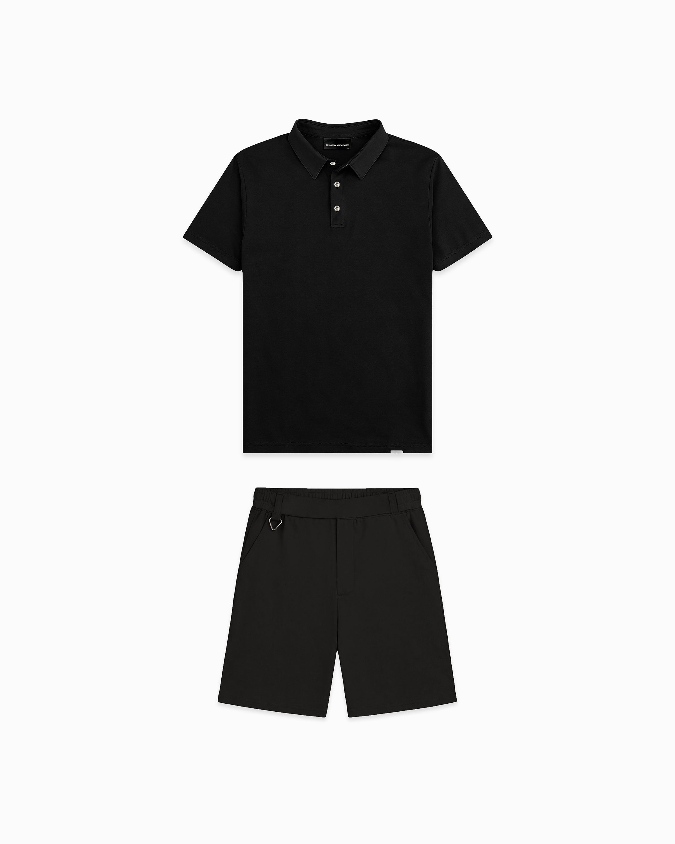 MERCERISED POLO TWINSET | Black