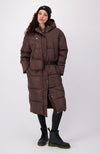 BELTED PUFFER COAT | Brown