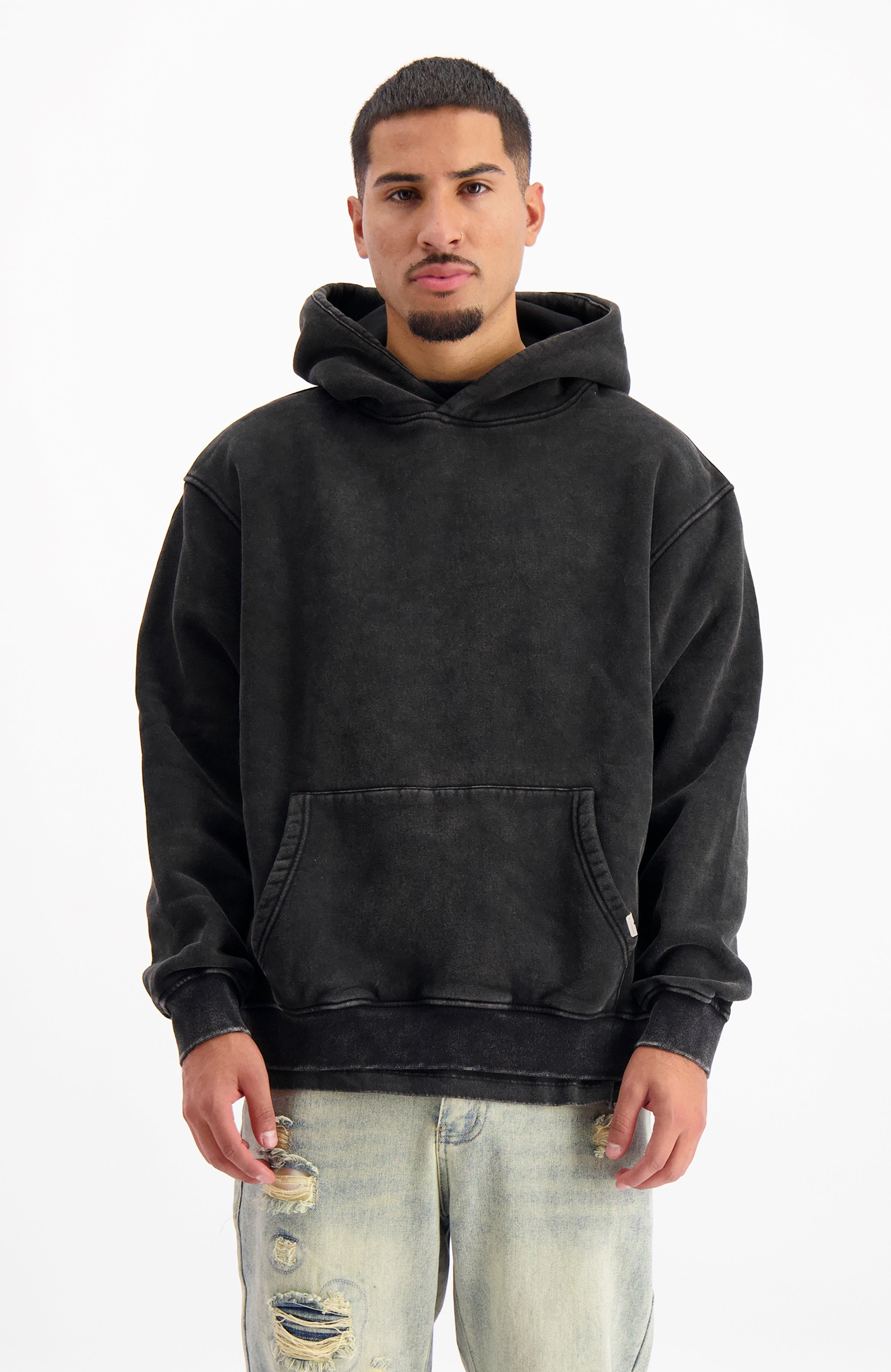 BLANK WASHED HOODIE Black Black Bananas