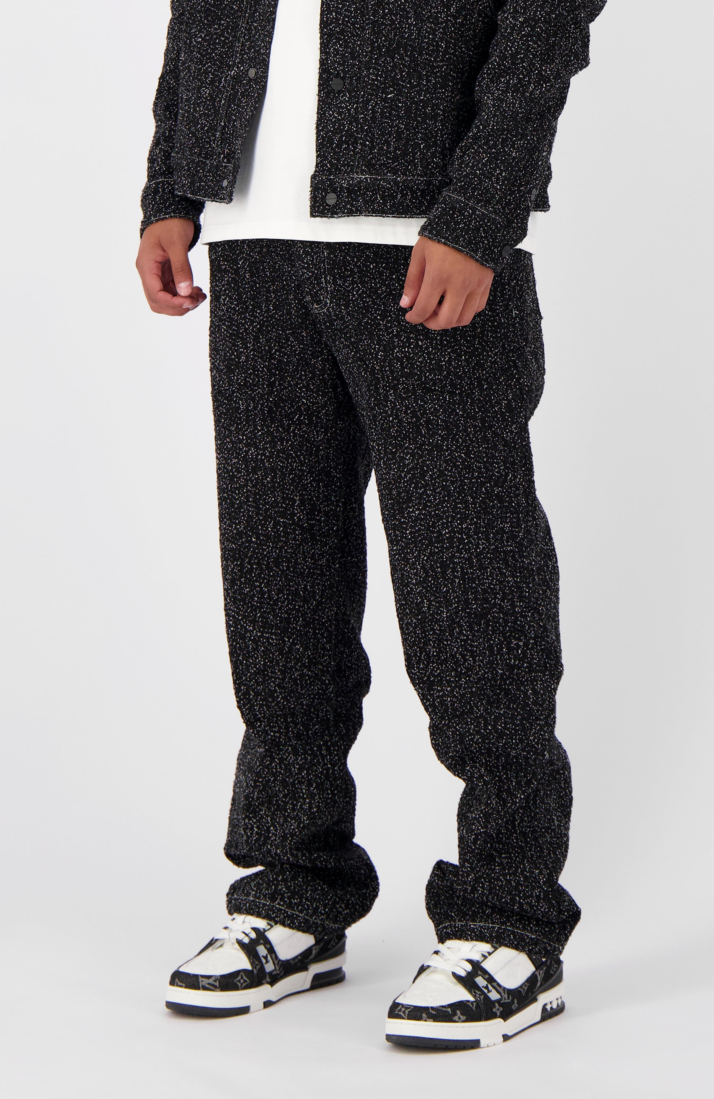 BOUCLE DENIM PANTS | Black