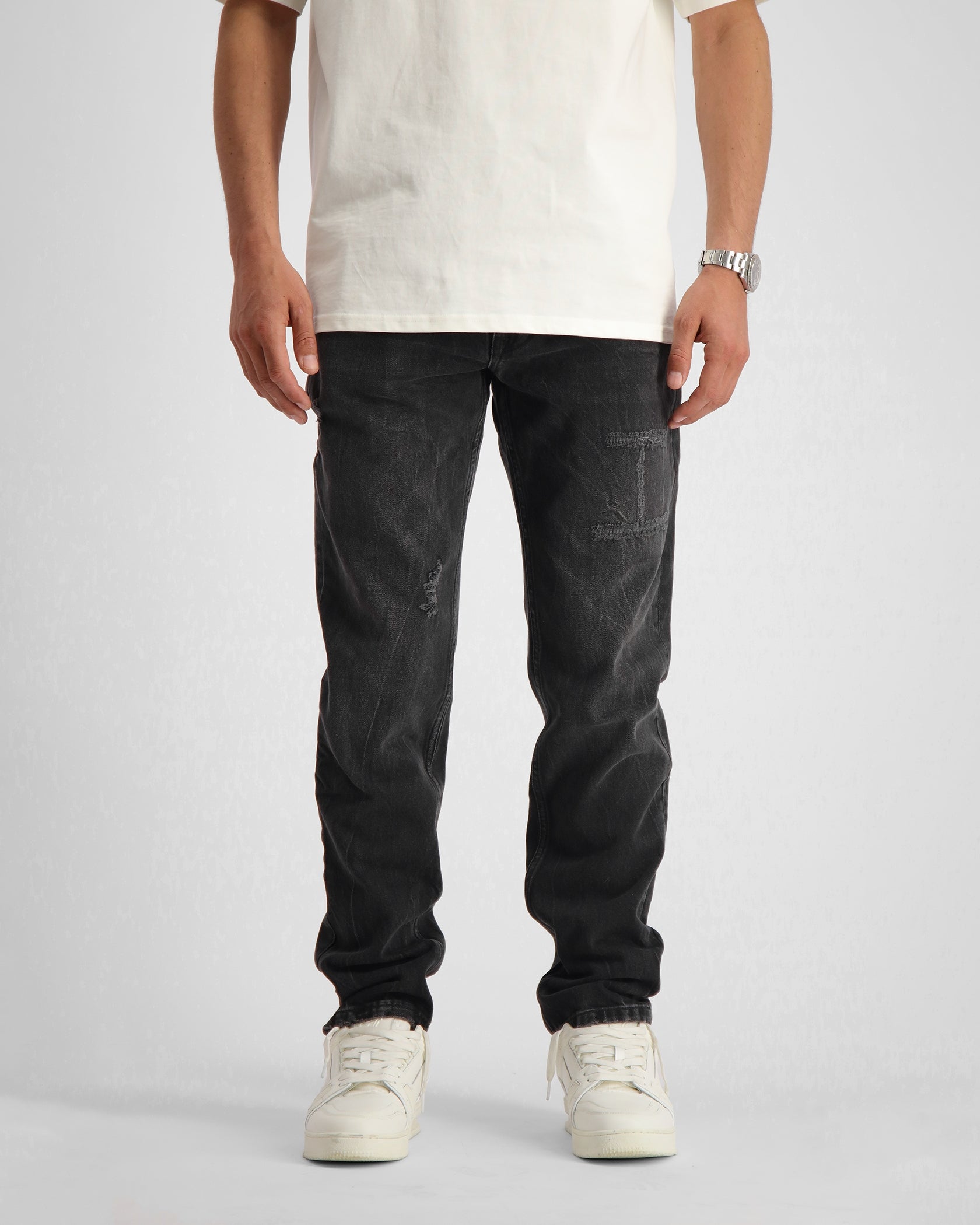 [送料込] Dirty Destroyed Black Low denim DESTROYED DENIM | Washed Black – Black Bananas