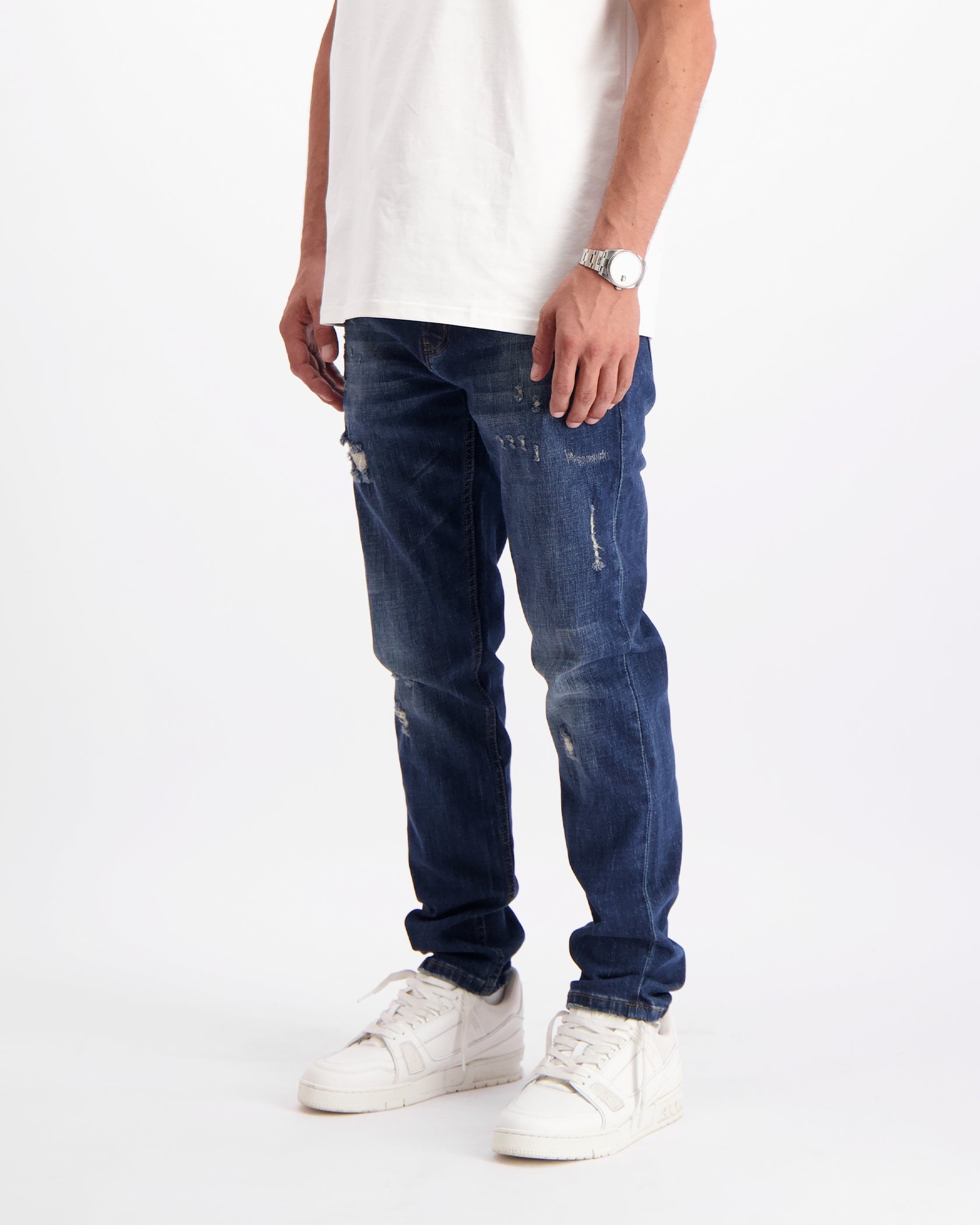 FADED SLIM DENIM | Dark Blue