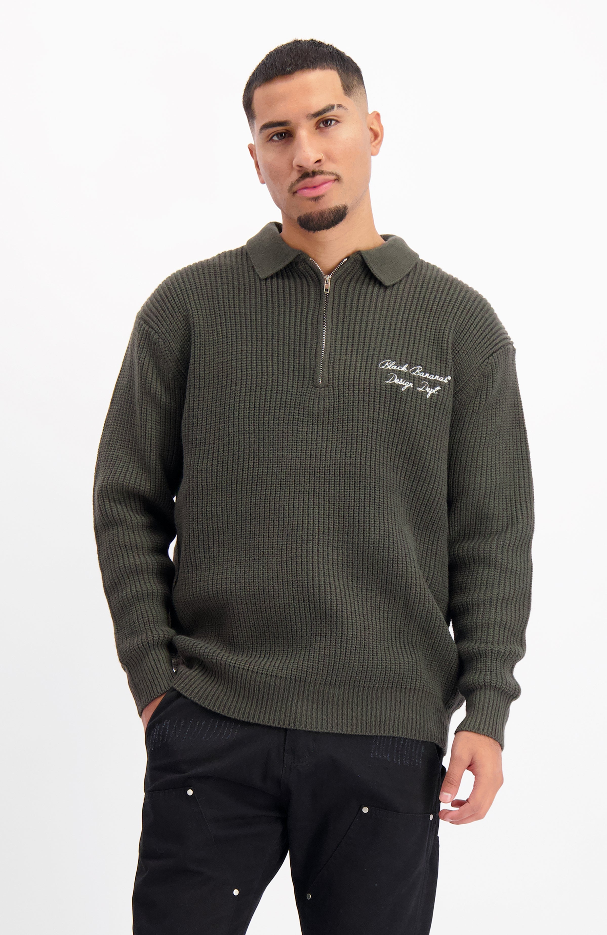 HEAVY KNIT HALF ZIP | Black