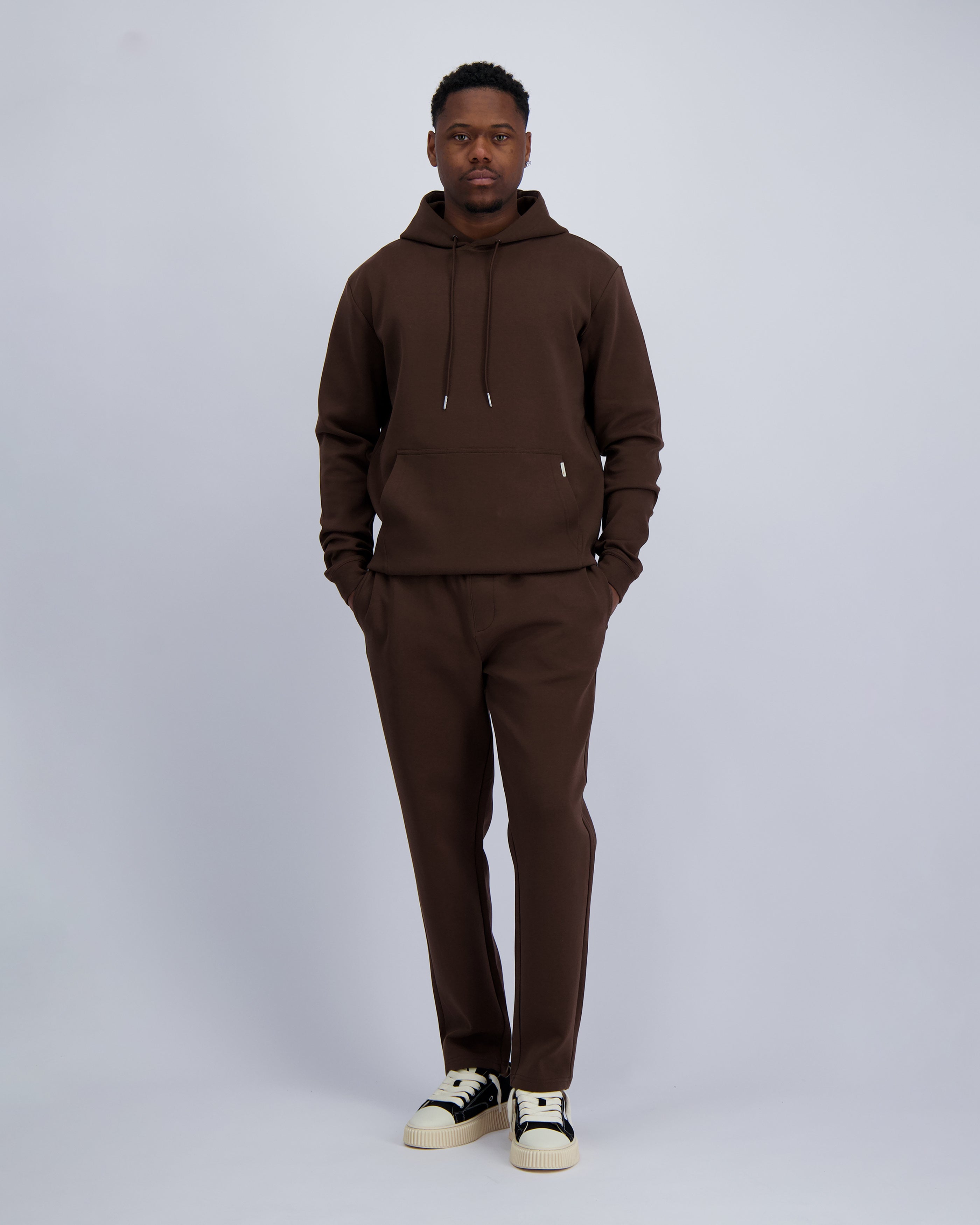HOODED FLEX SUIT | Brown