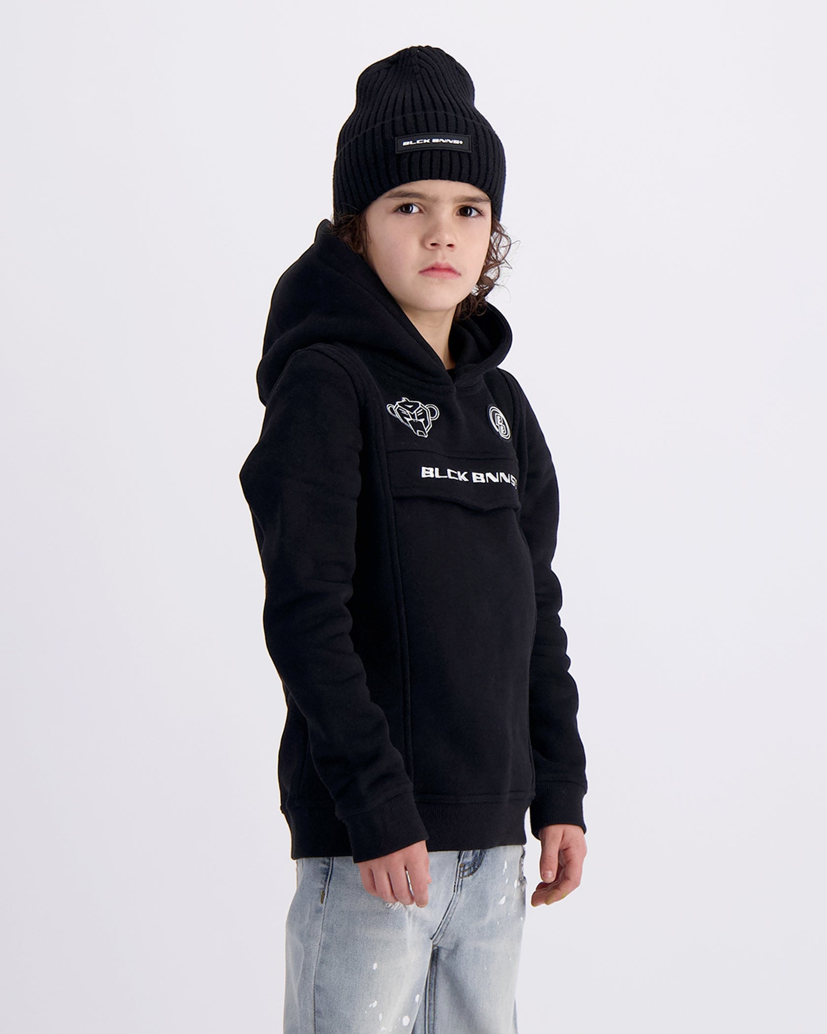 KIDS ANORAK HOODIE | Black