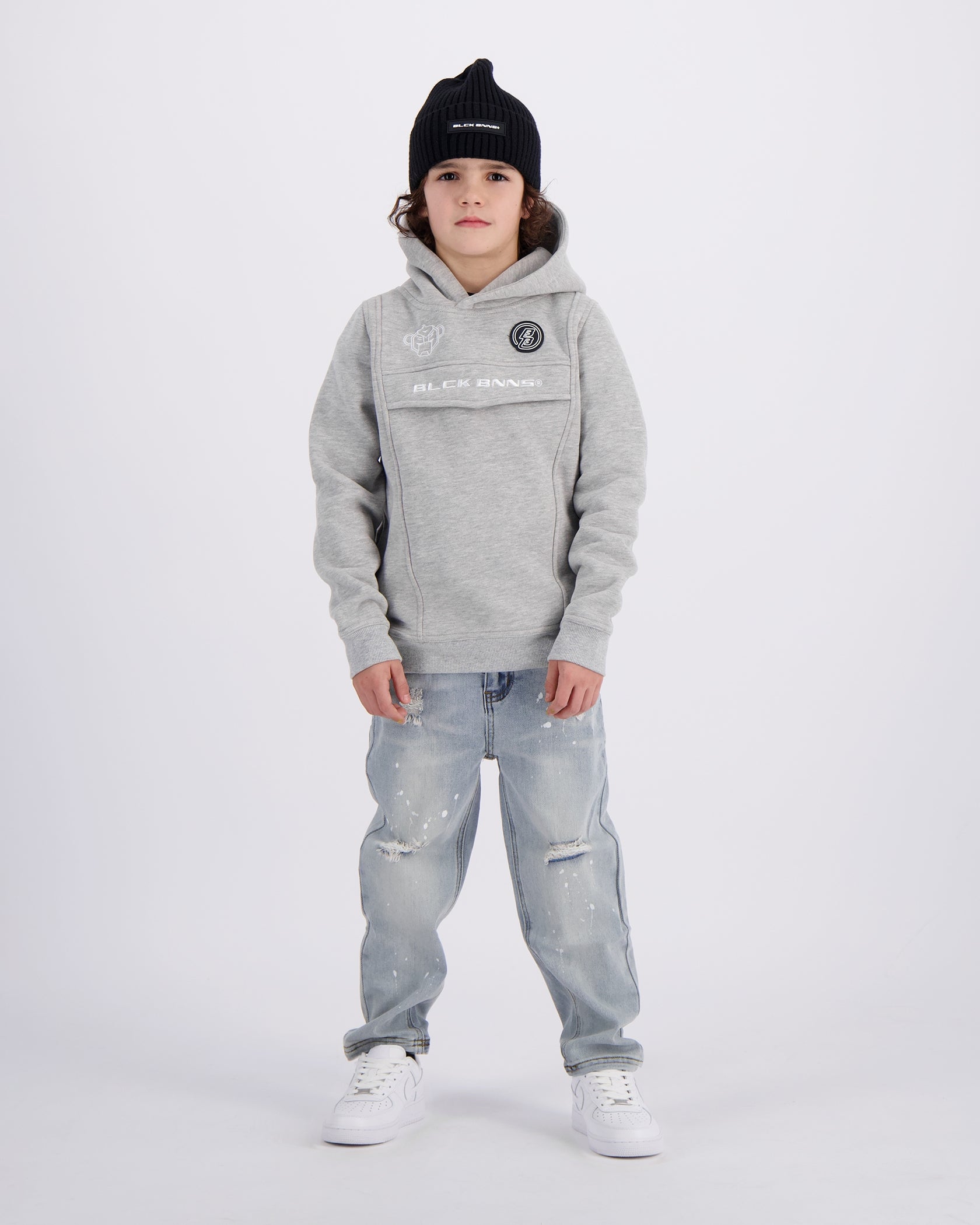 KIDS ANORAK HOODIE | Melange Grey