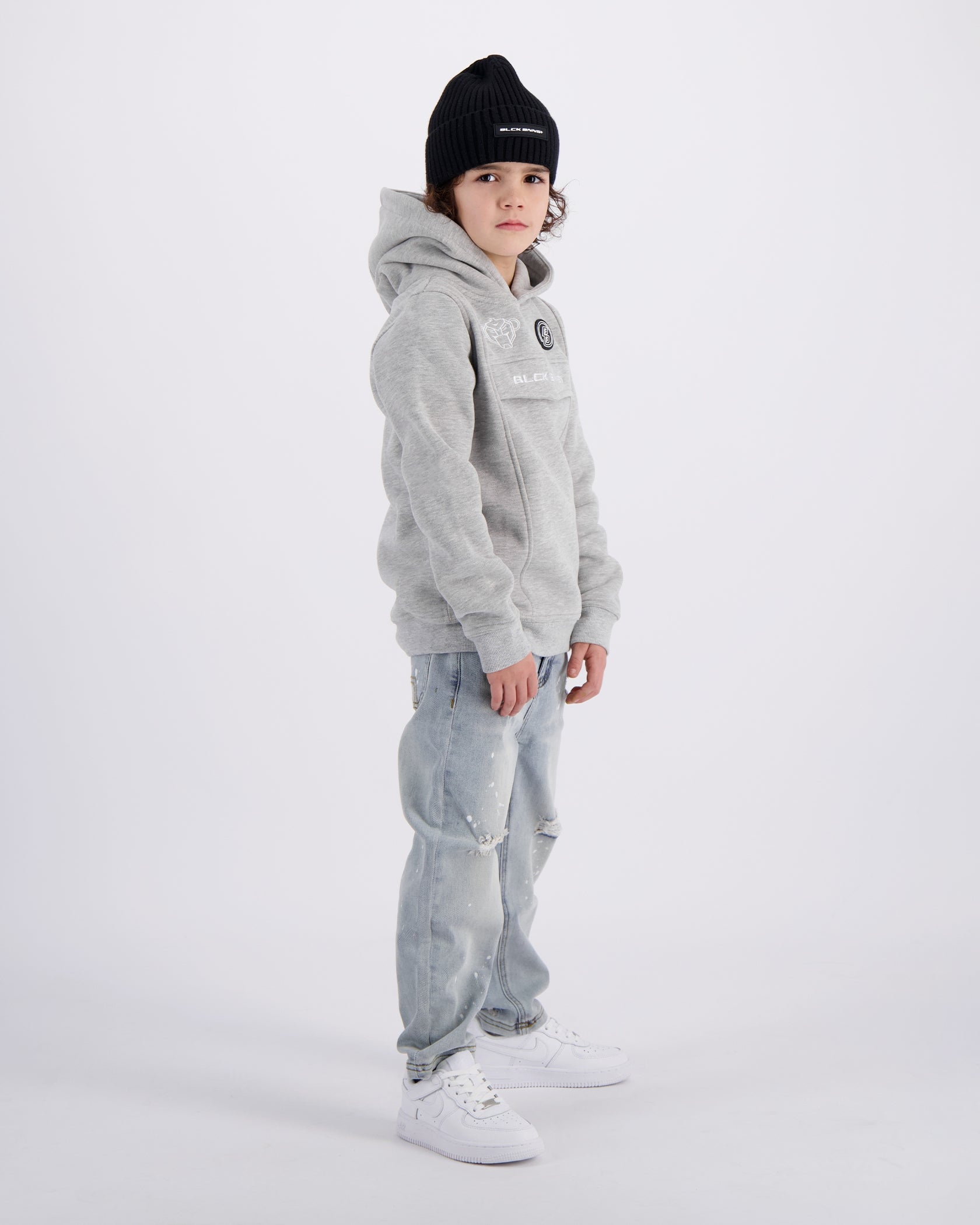 KIDS ANORAK HOODIE | Melange Grey