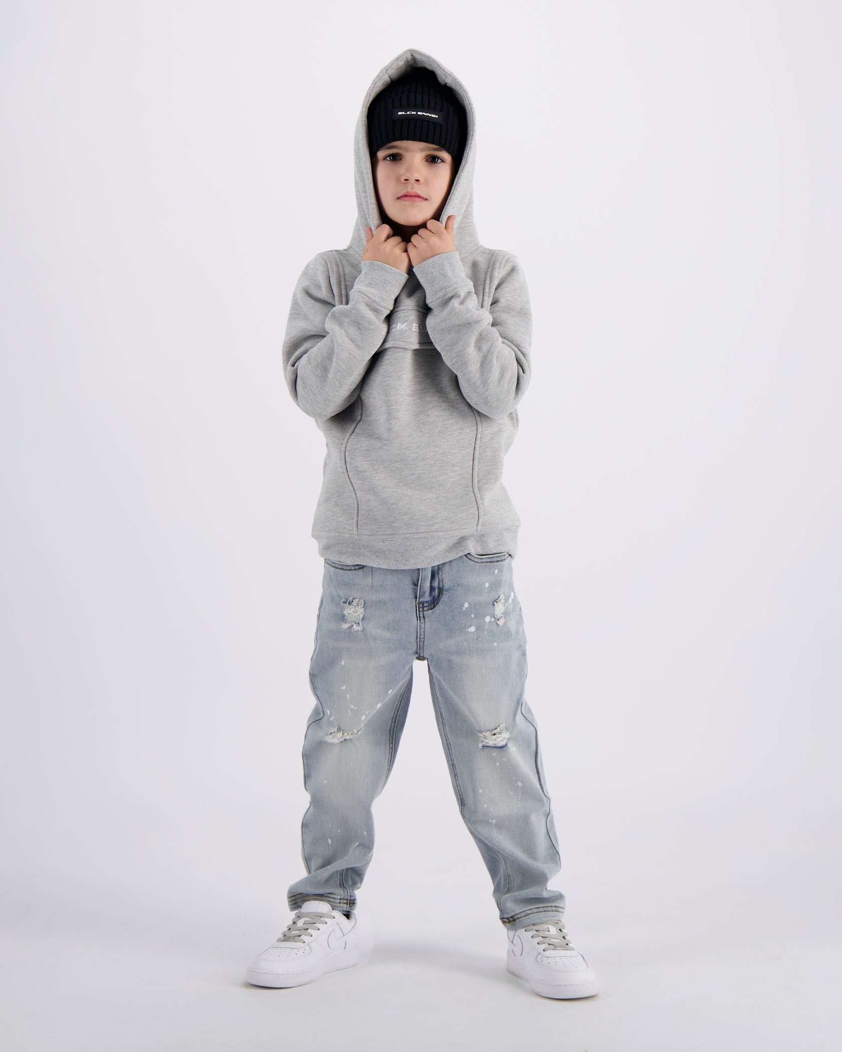KIDS ANORAK HOODIE | Melange Grey