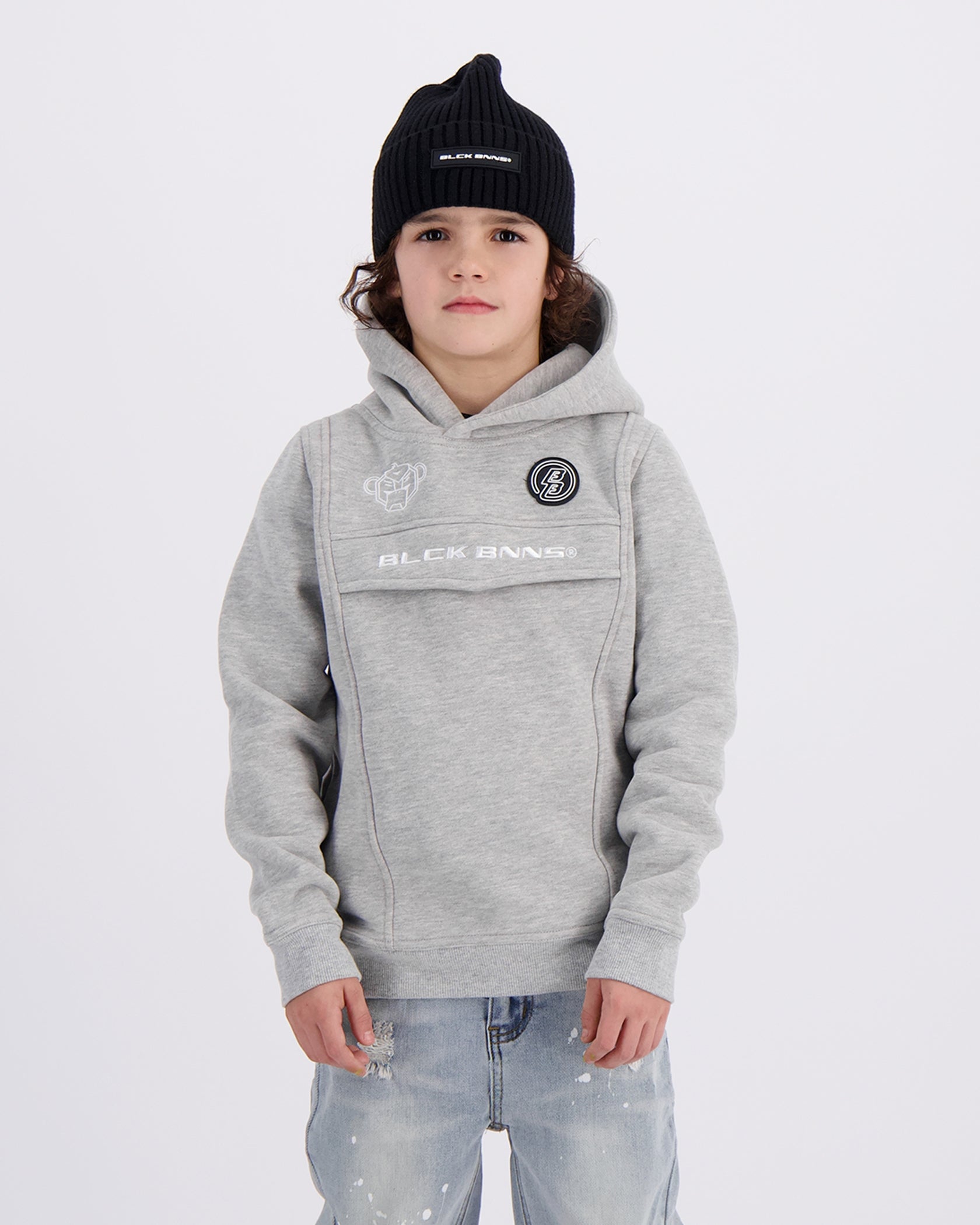 KIDS ANORAK HOODIE | Melange Grey