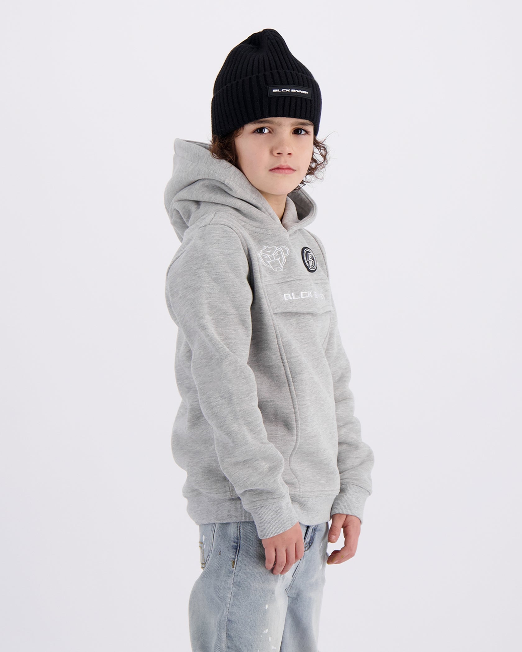 KIDS ANORAK HOODIE | Melange Grey