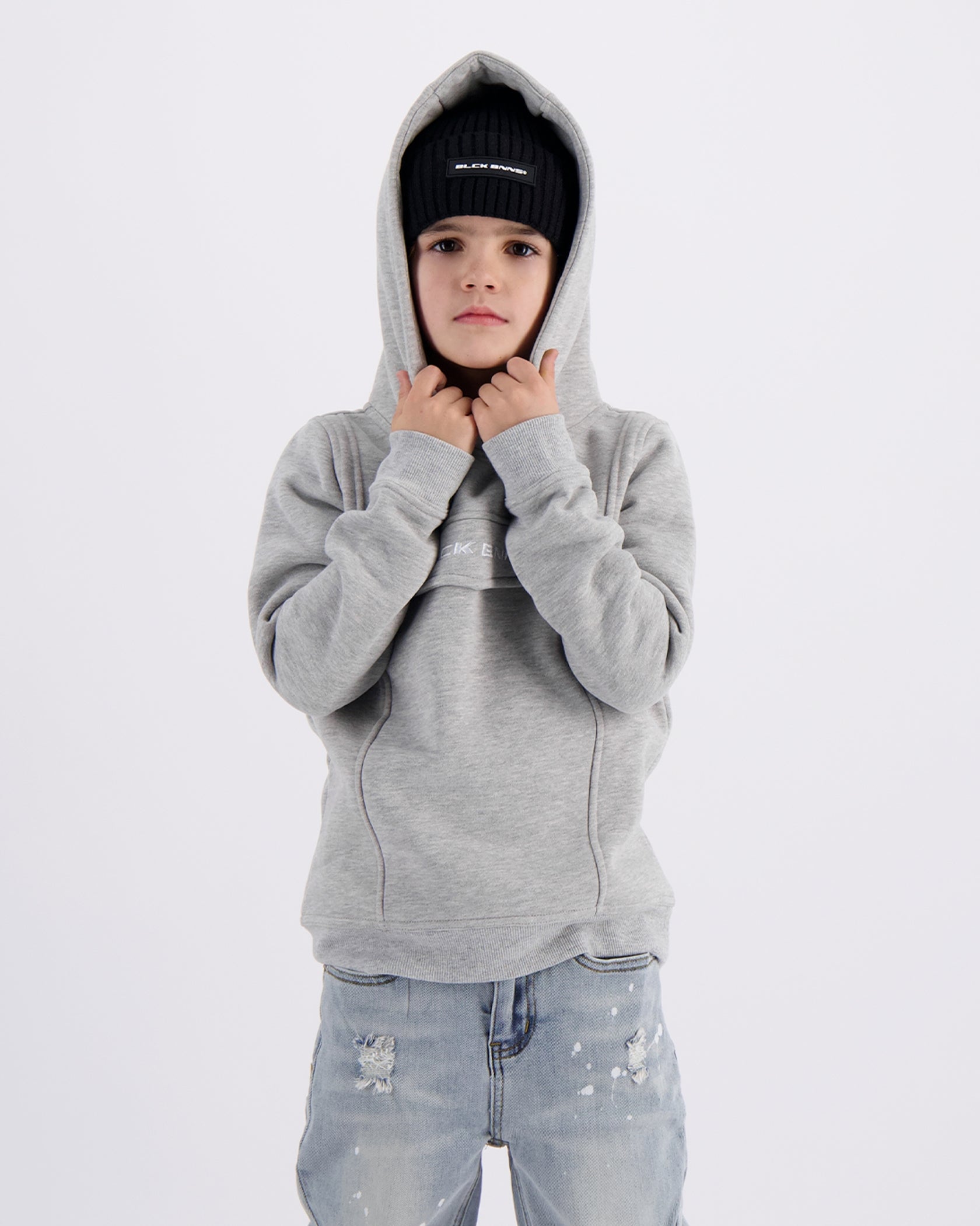 KIDS ANORAK HOODIE | Melange Grey