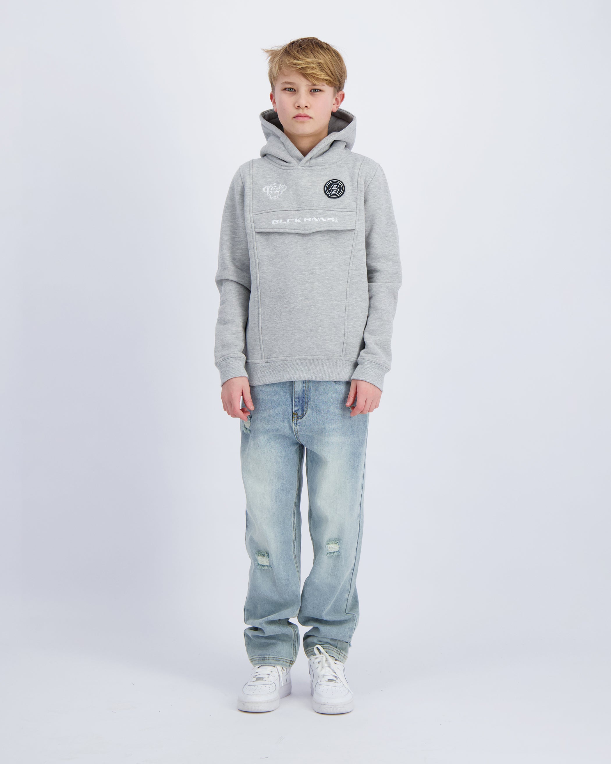 KIDS ANORAK HOODIE | Melange Grey