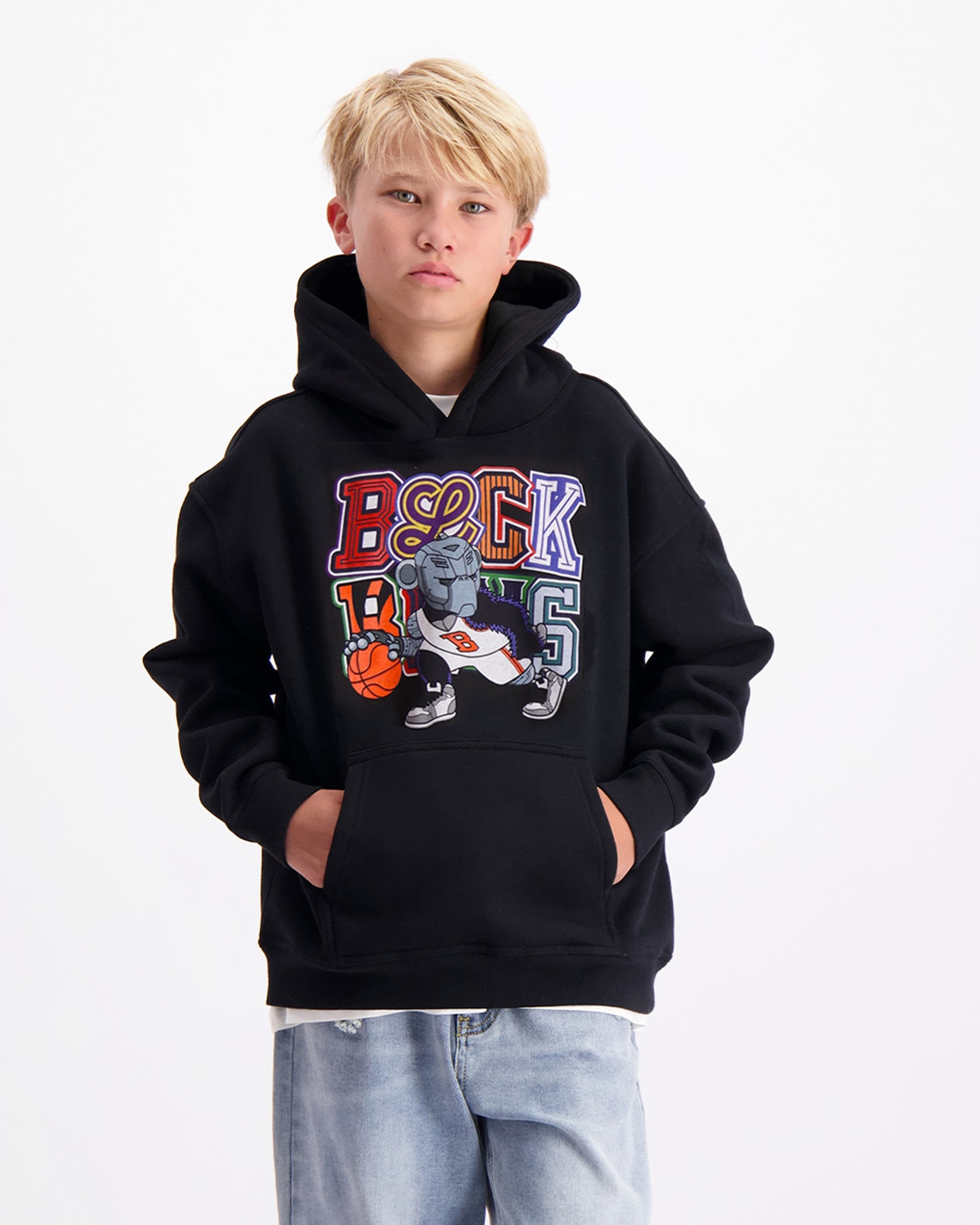 KIDS DRIBBLE HOODIE | Black