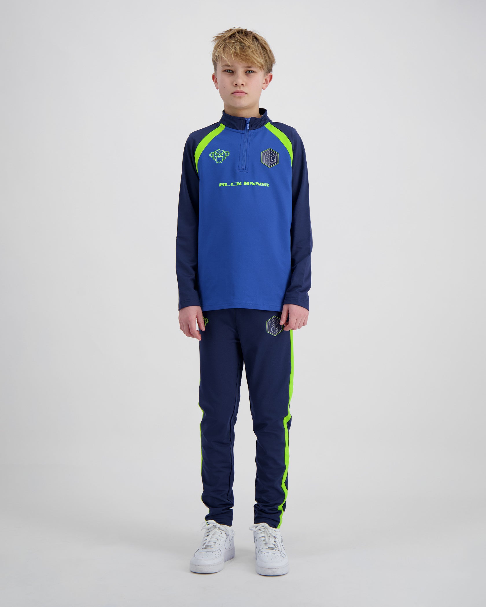 KIDS FOOTBALL TRACKSUIT | Navy/Lime