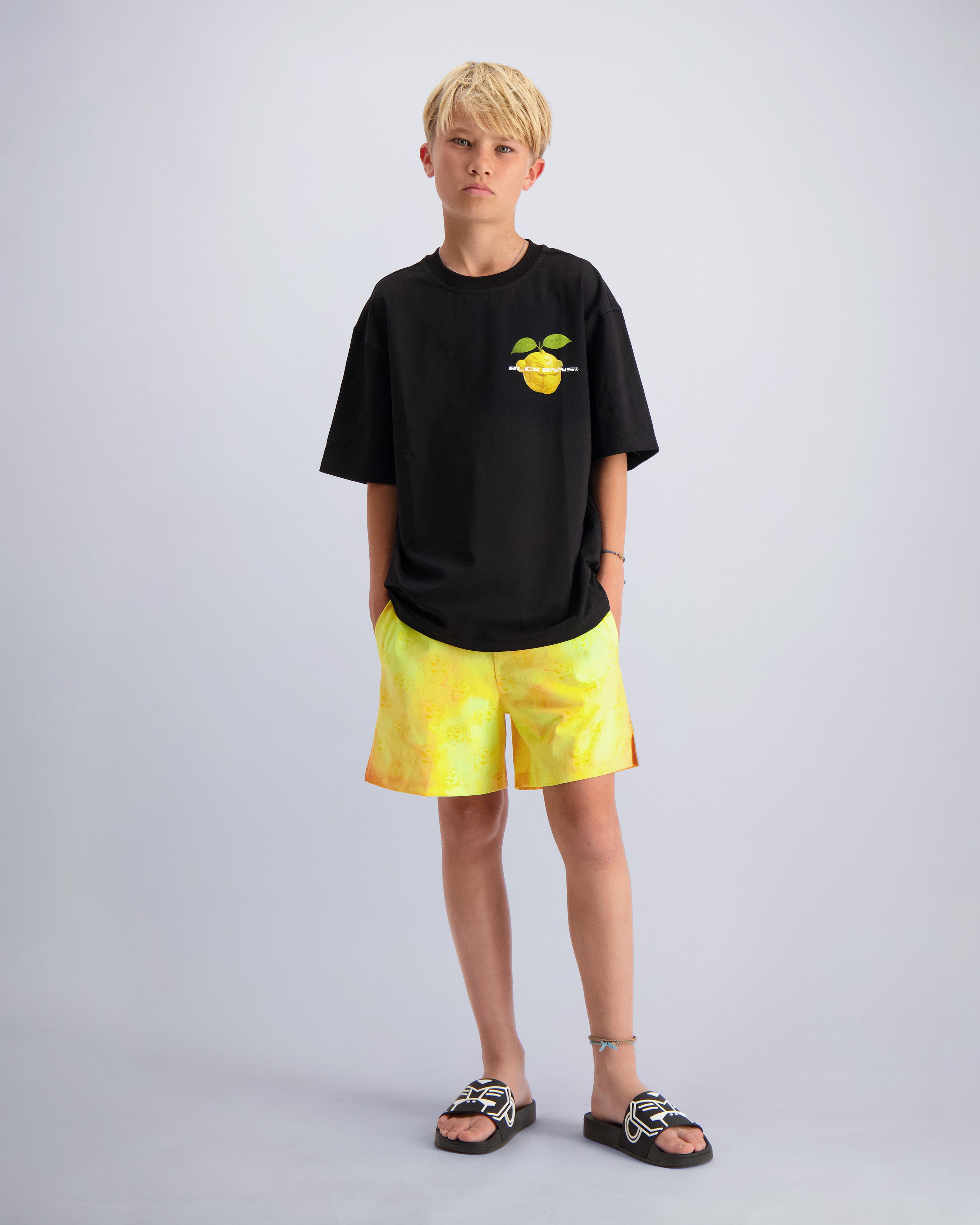 KINDER-T-SHIRT MIT ZITRONENMOTIV | Schwarz