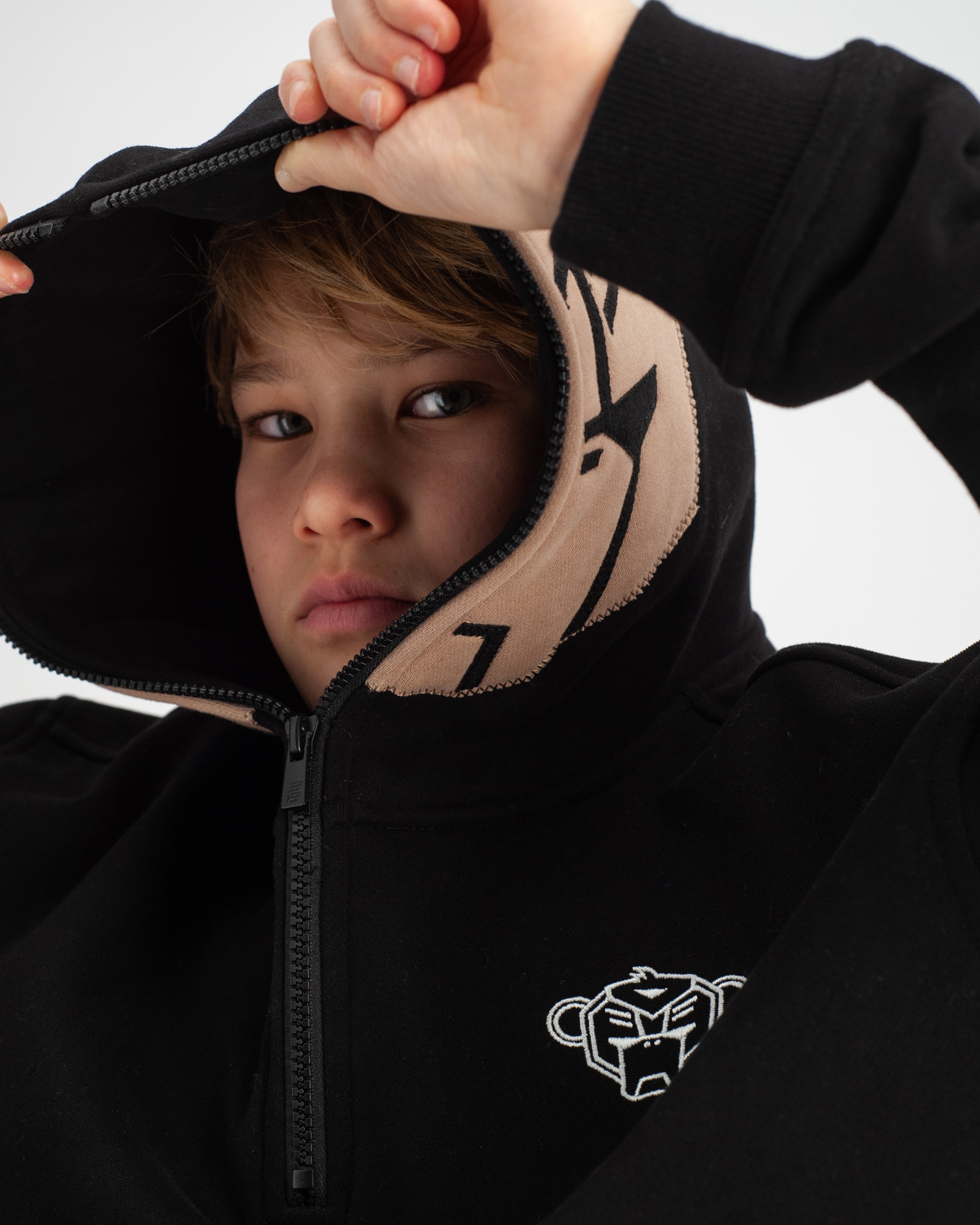 KIDS MASK HOODIE | Black