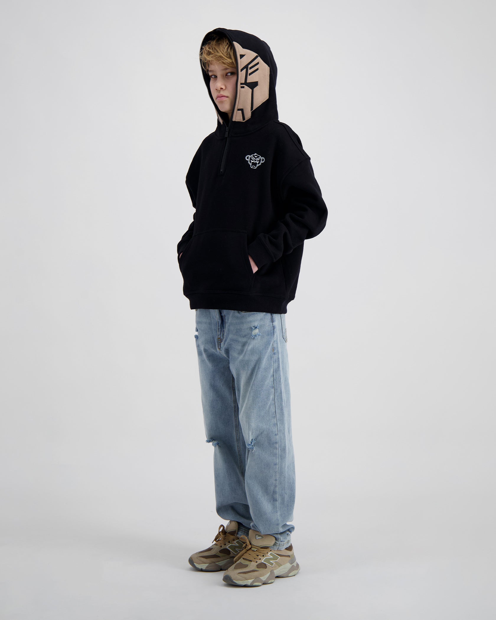 KIDS MASK HOODIE | Black