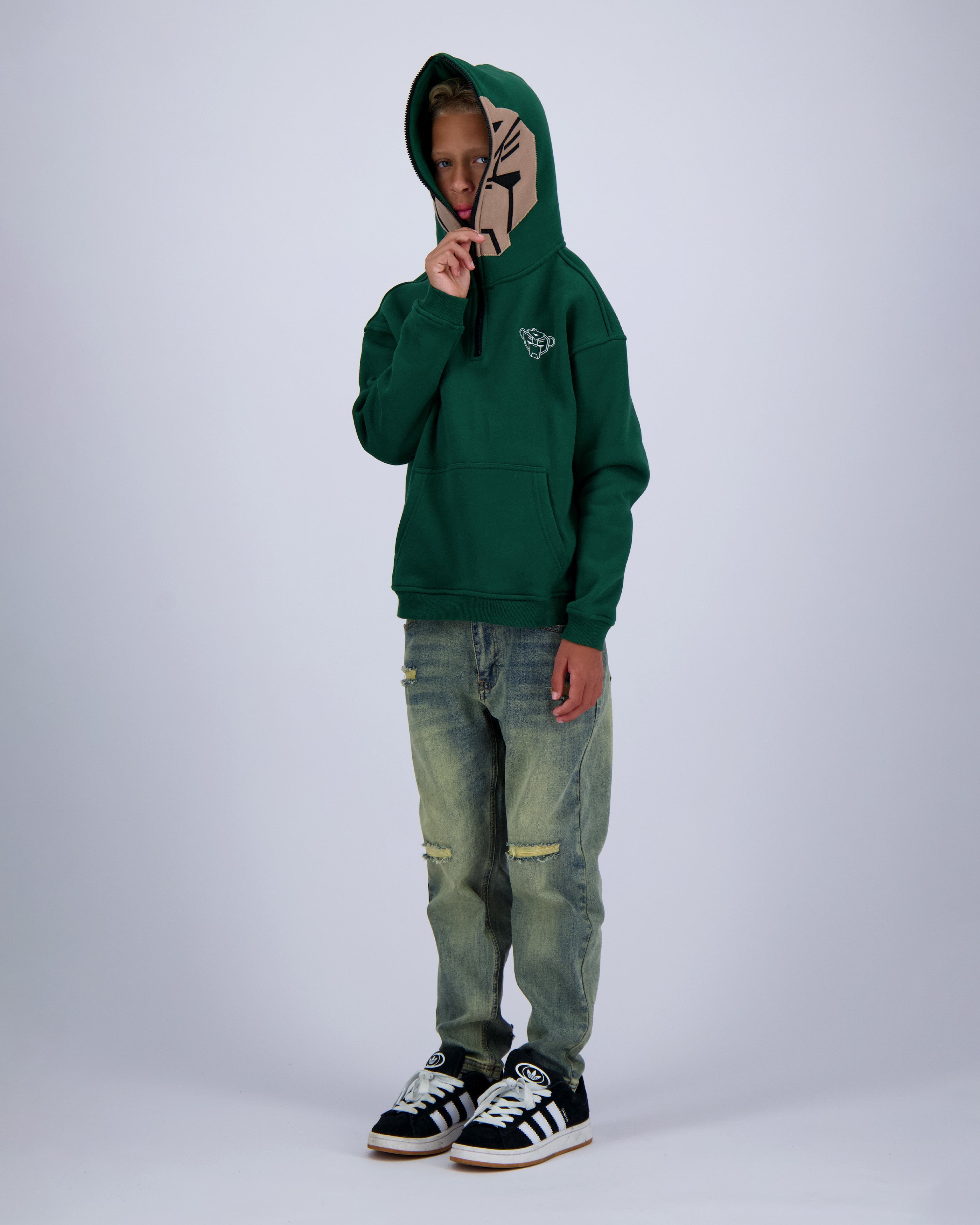 KIDS MASK HOODIE | Green