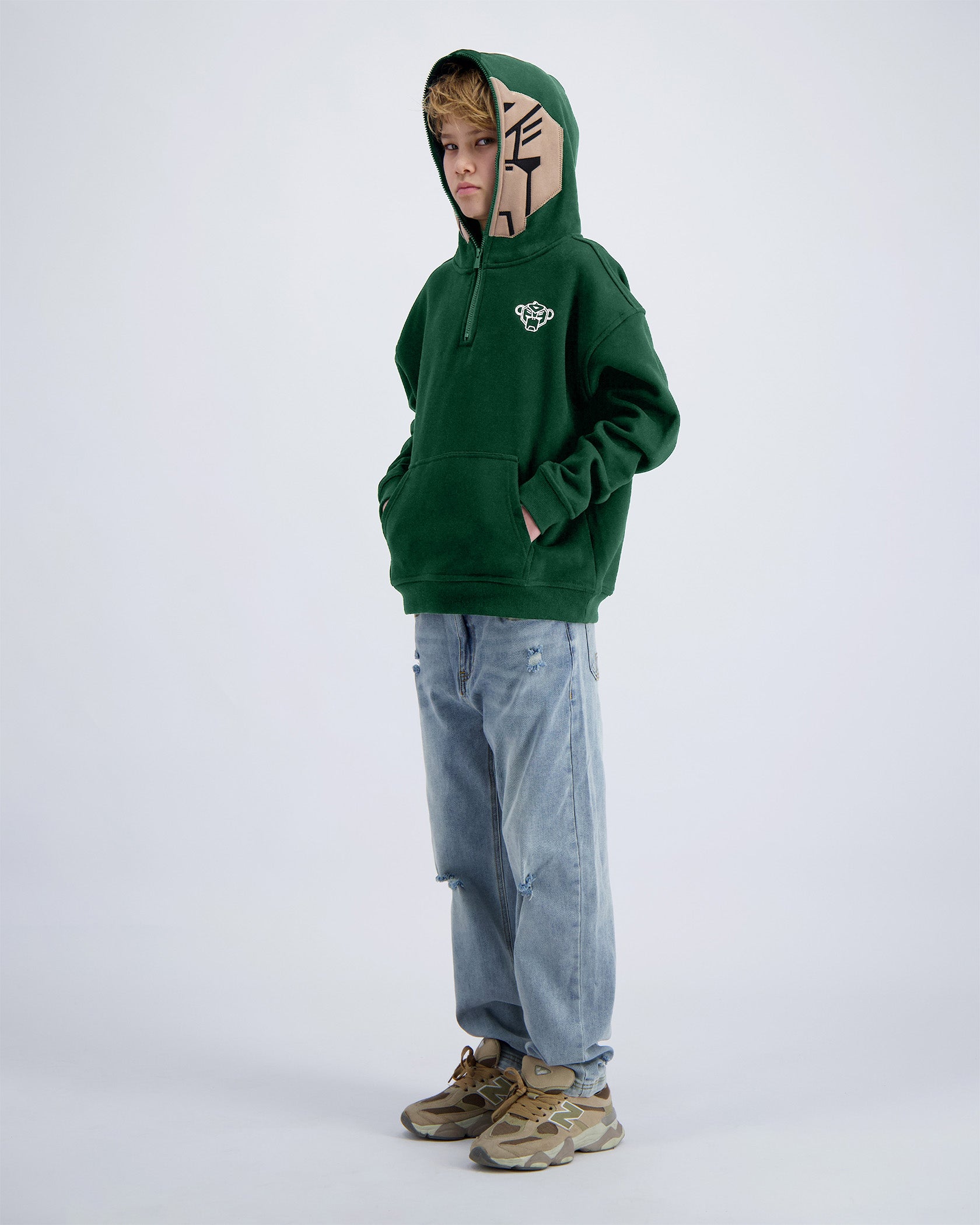 KINDERMASKEN-HOODIE | Grün