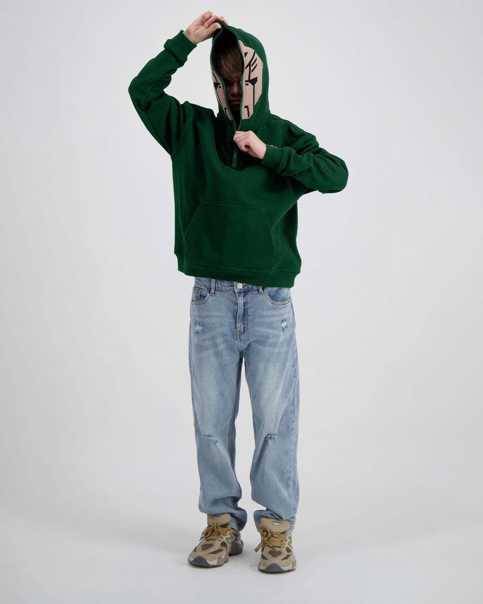 KINDERMASKEN-HOODIE | Grün