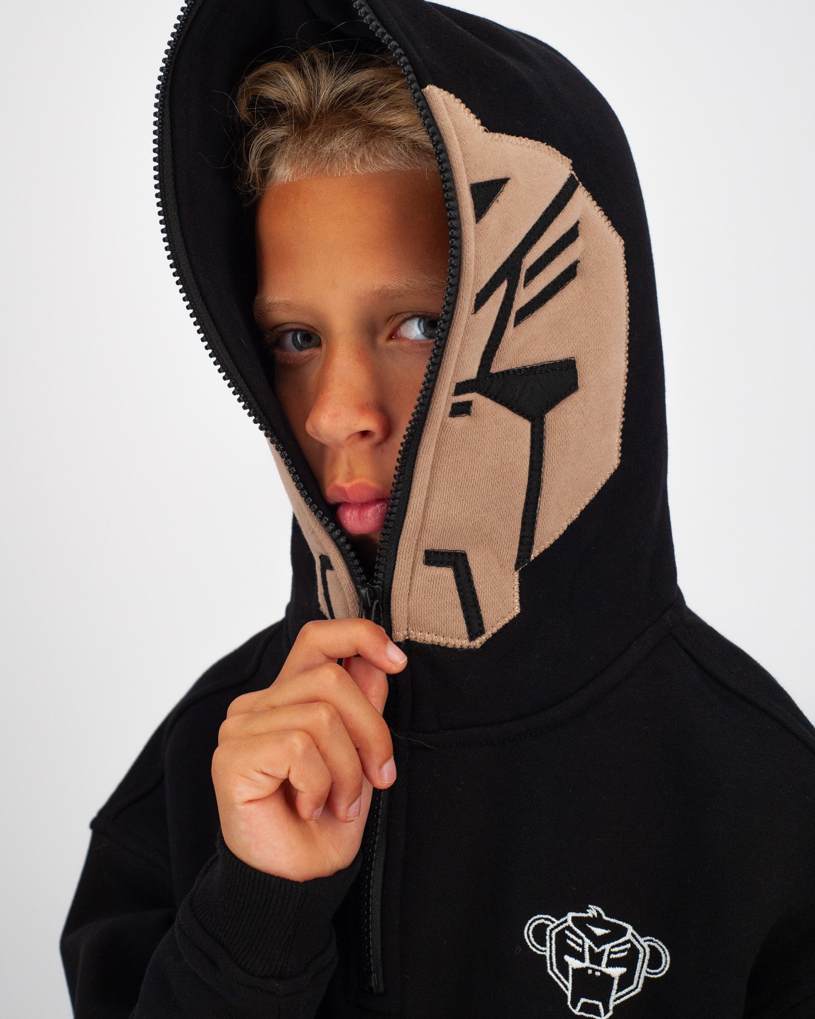 KIDS MASK HOODIE | Black