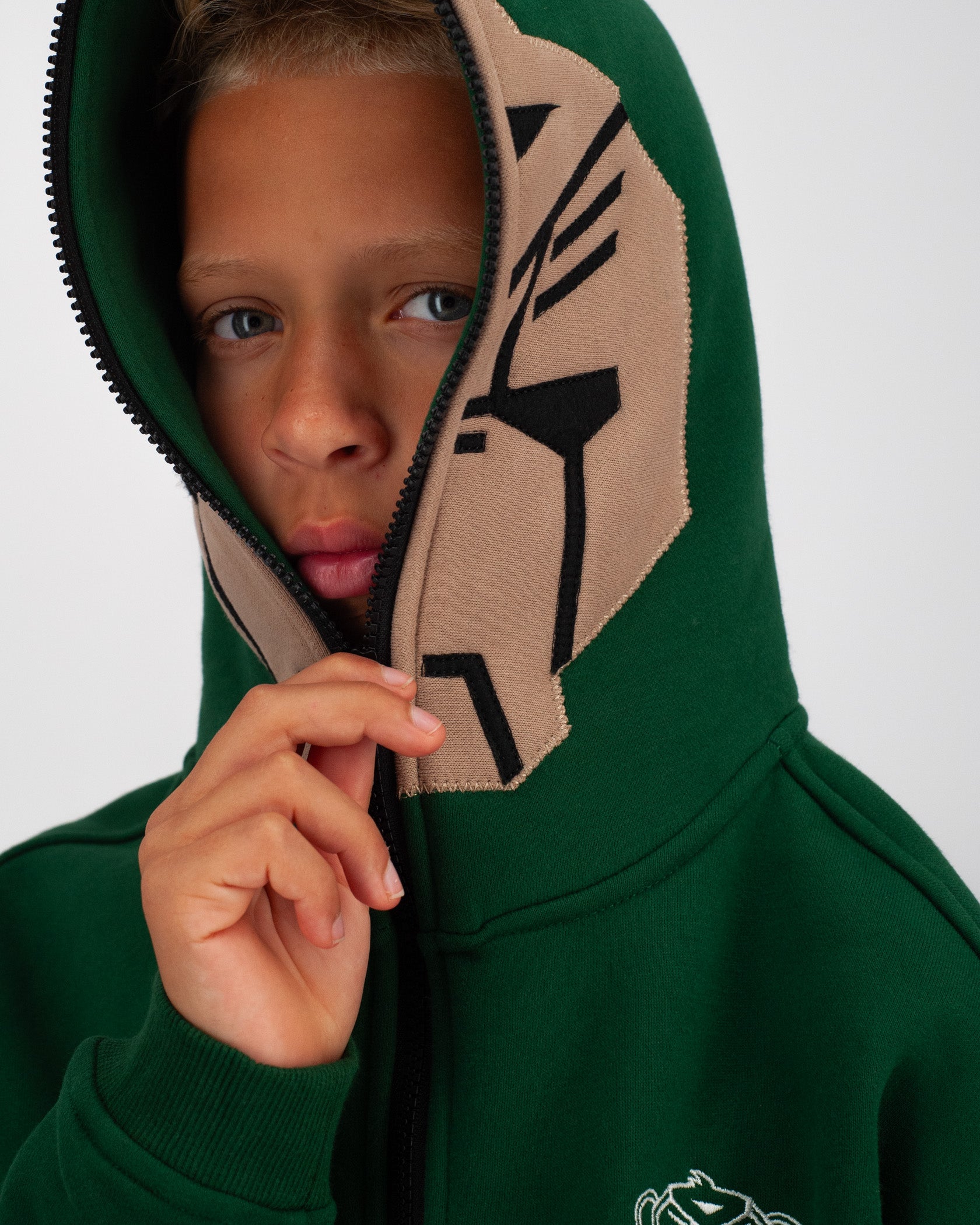 KIDS MASK HOODIE | Green