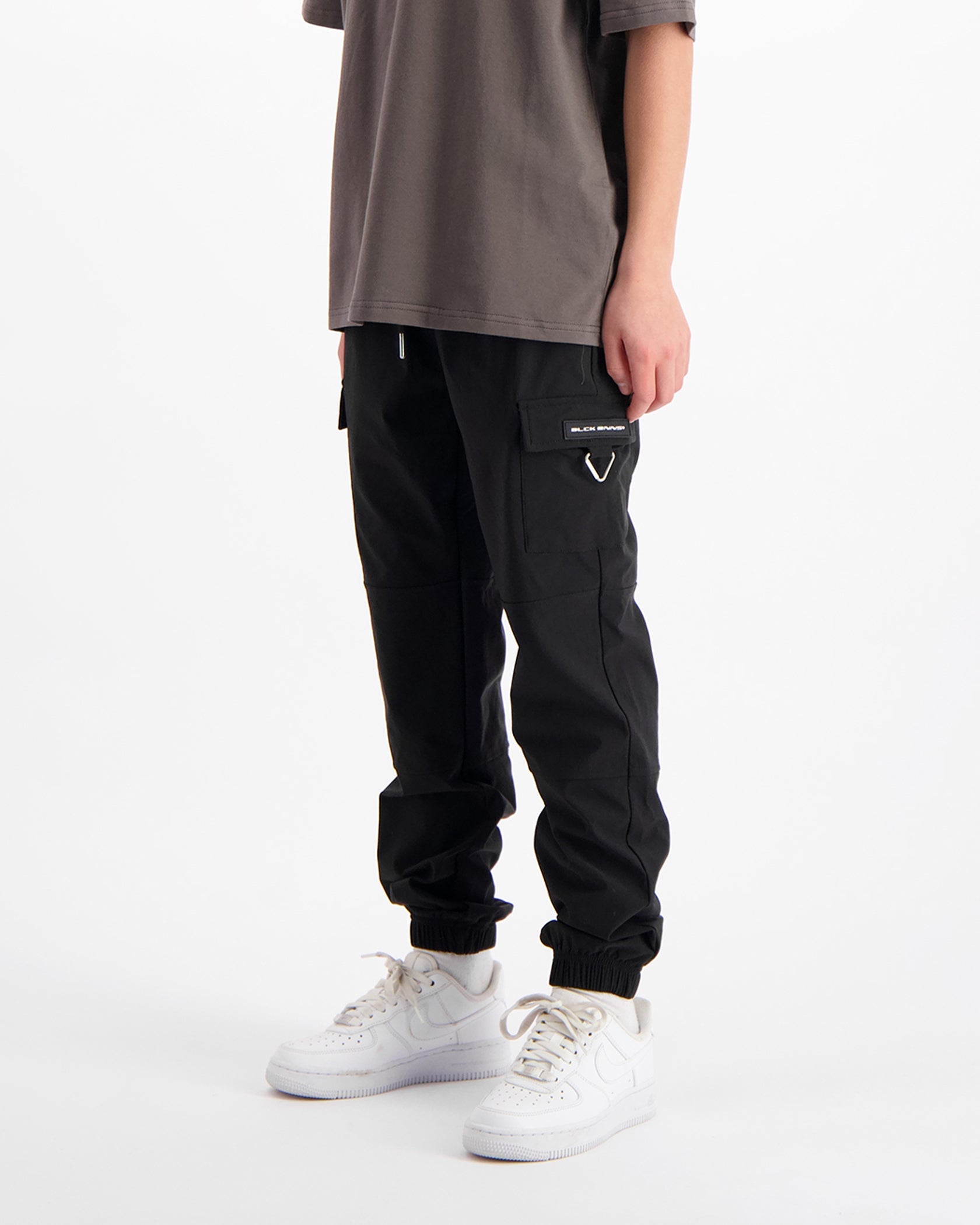 KIDS PLATE CARGO PANTS | Black