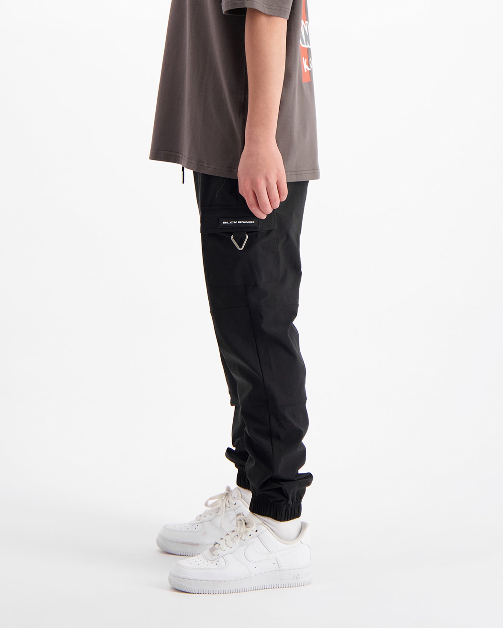 KIDS PLATE CARGO PANTS | Black