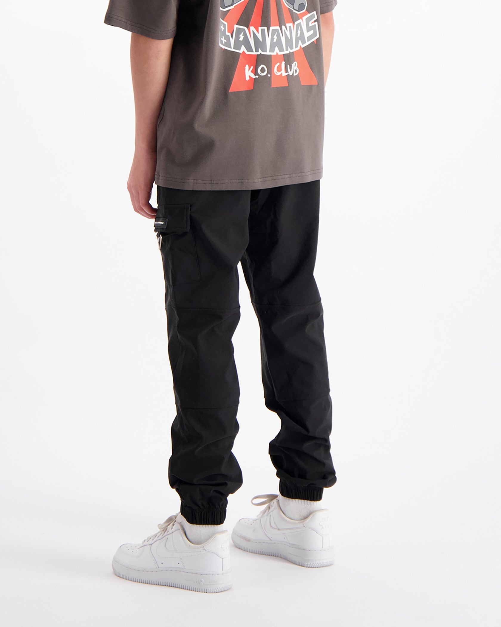 KIDS PLATE CARGO PANTS | Black