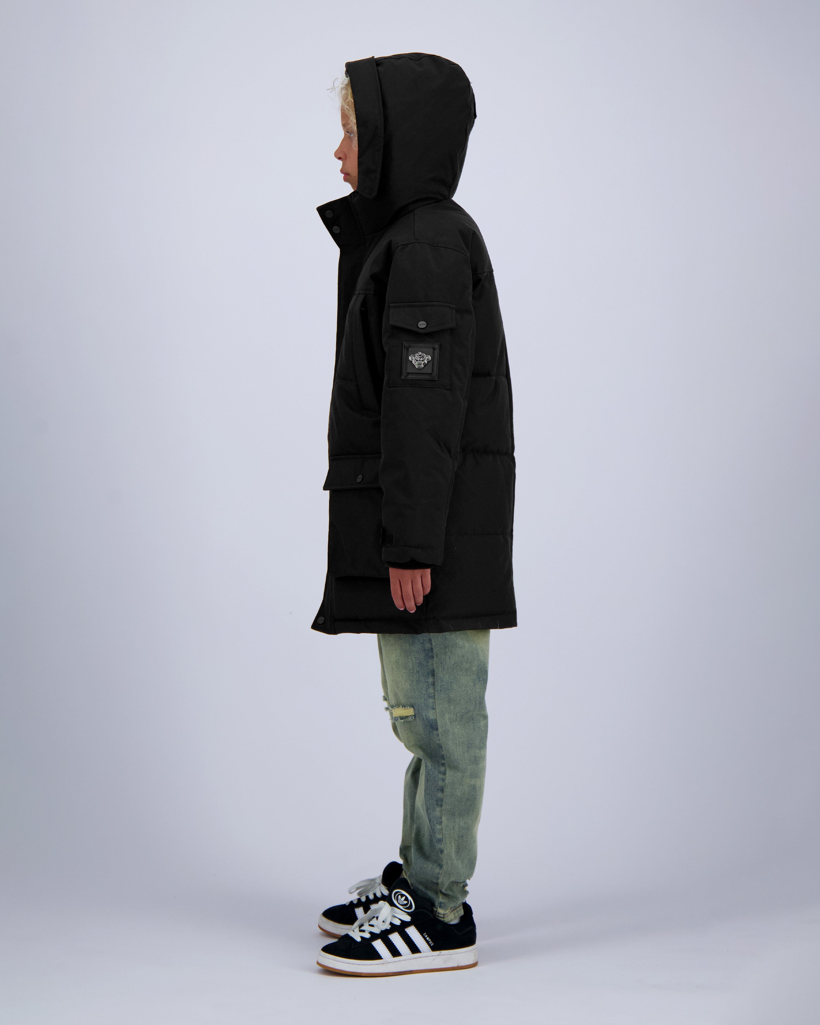 KIDS PLATE PARKA JACKET | Black
