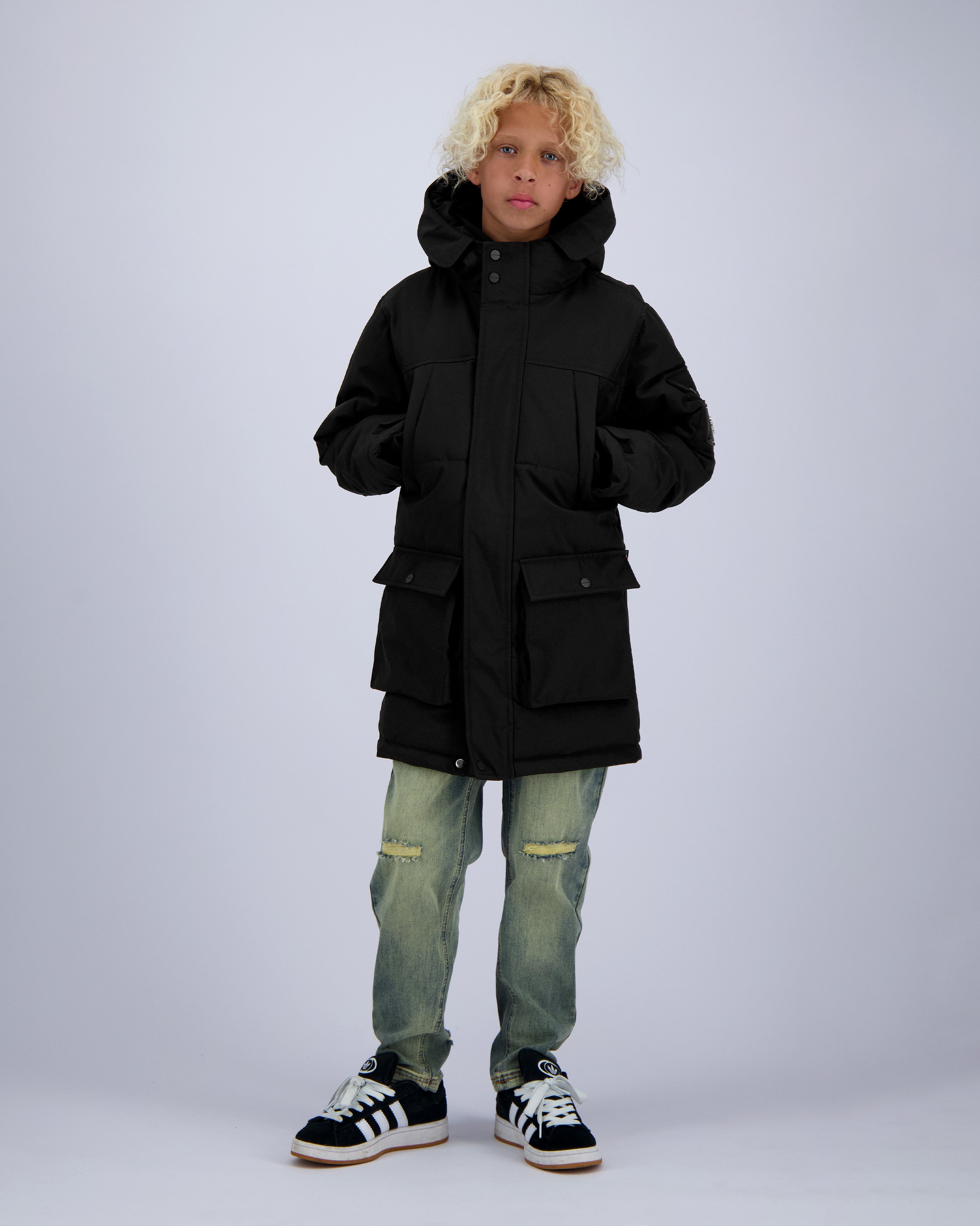 KIDS PLATE PARKA JACKET | Black